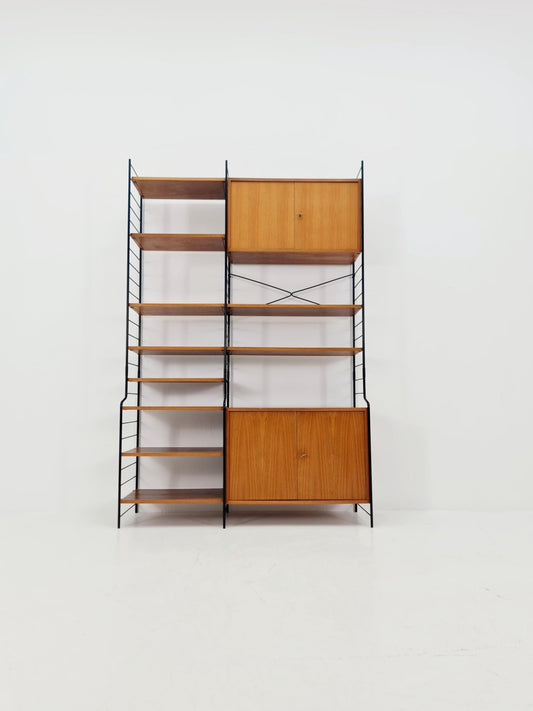 String shelf-system, bookcase walnut by WHB Germany, 1950s