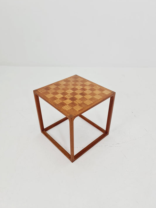 Midcentury Danish teak side table /cube chess by Kai kristiansen for Aksel kjersgaard 1960s