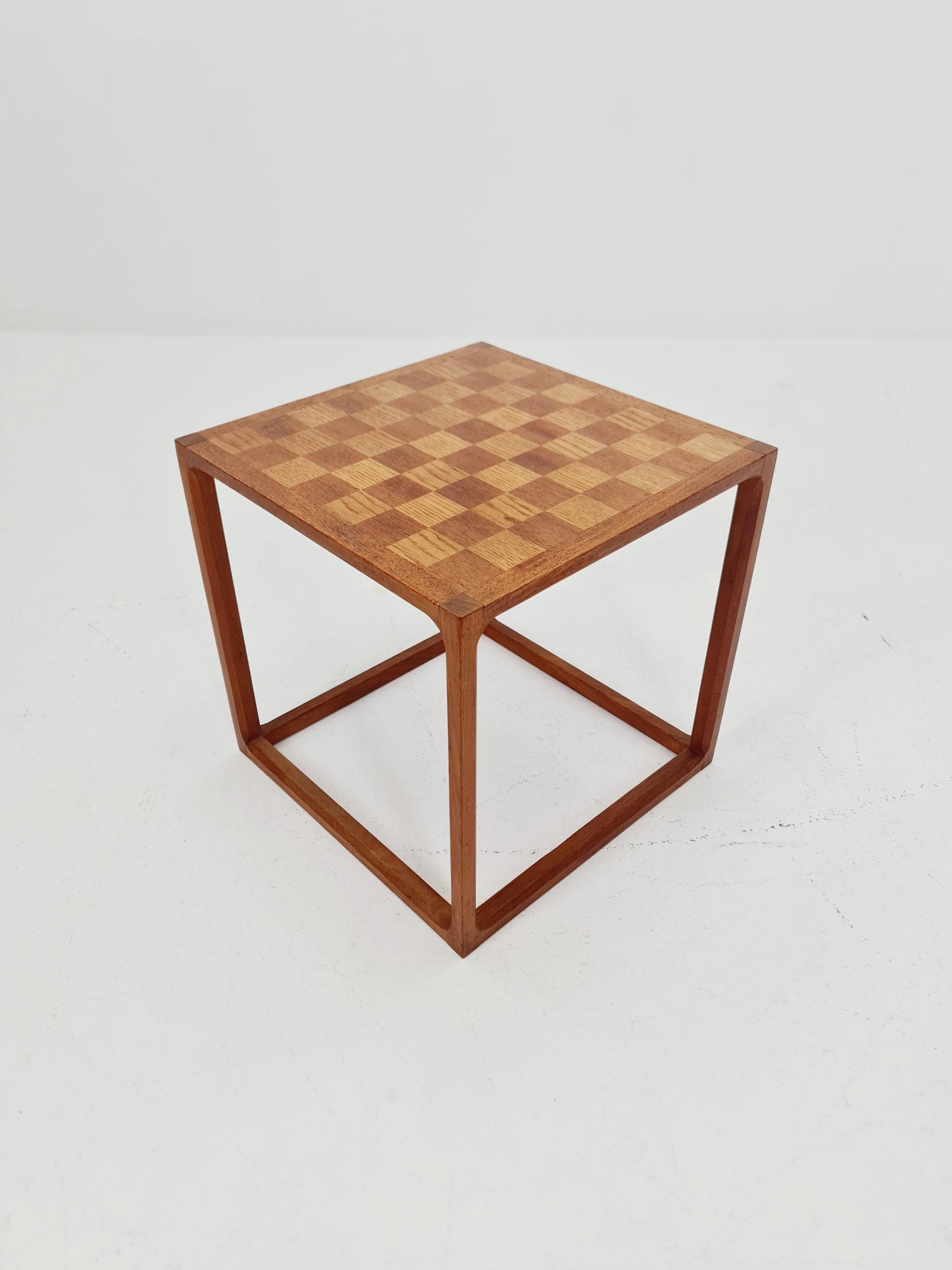 Midcentury Danish teak side table /cube chess by Kai kristiansen for Aksel kjersgaard 1960s