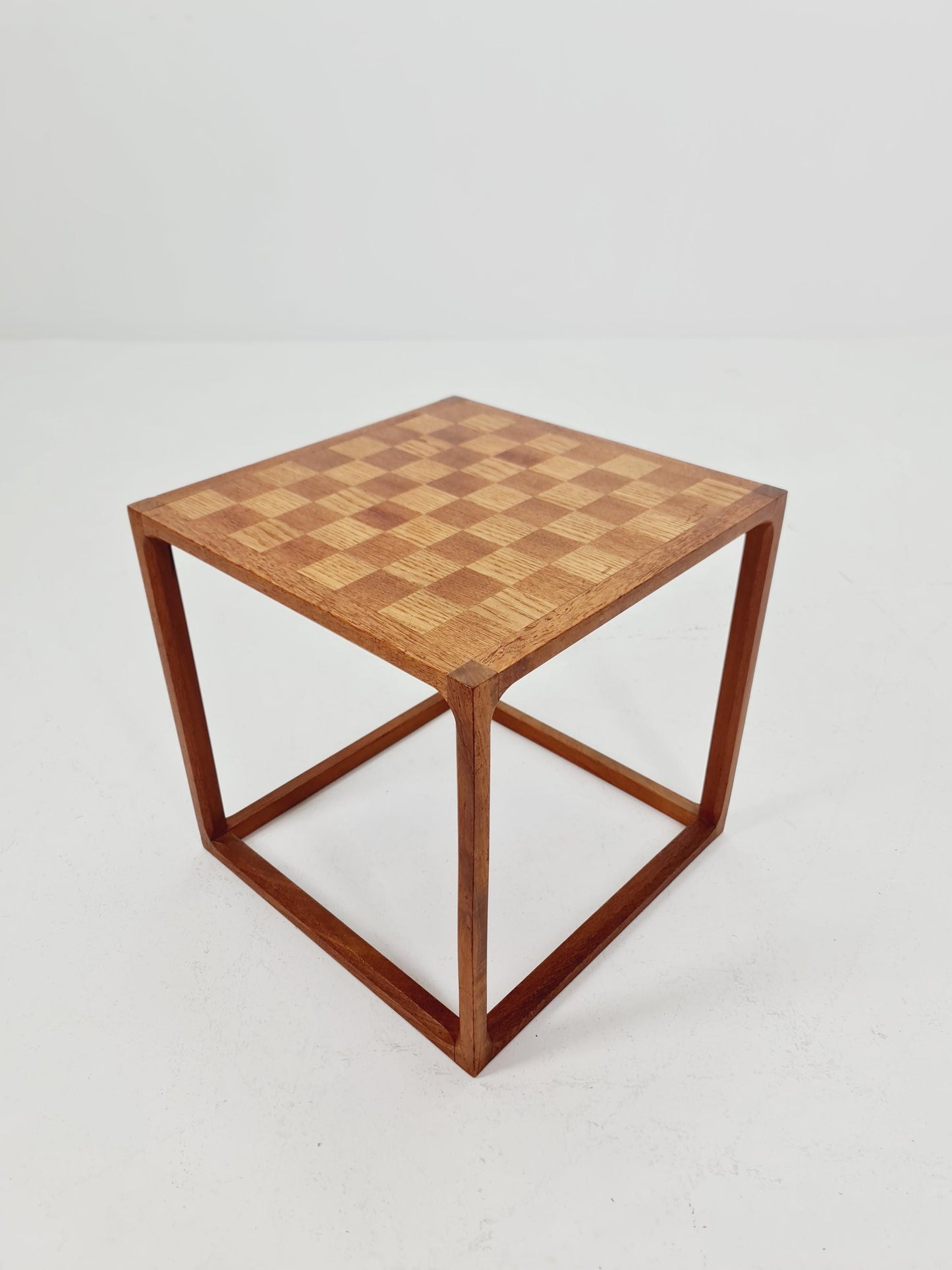 Midcentury Danish teak side table /cube chess by Kai kristiansen for Aksel kjersgaard 1960s