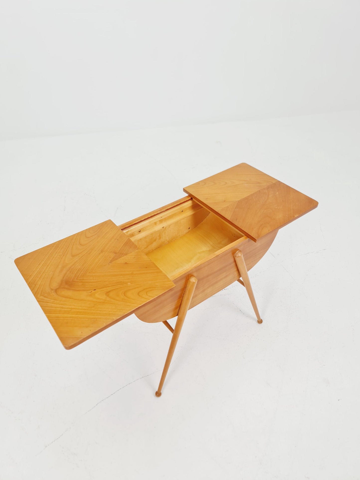Rare Vintage Ash wood sweing table/ side table/nightstand cabinet, 1960s