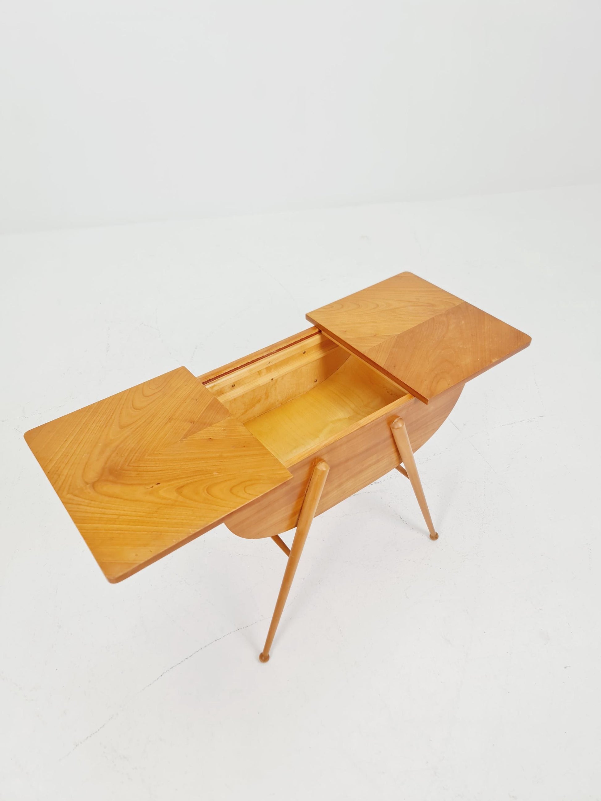 Rare Vintage Ash wood sweing table/ side table/nightstand cabinet, 1960s