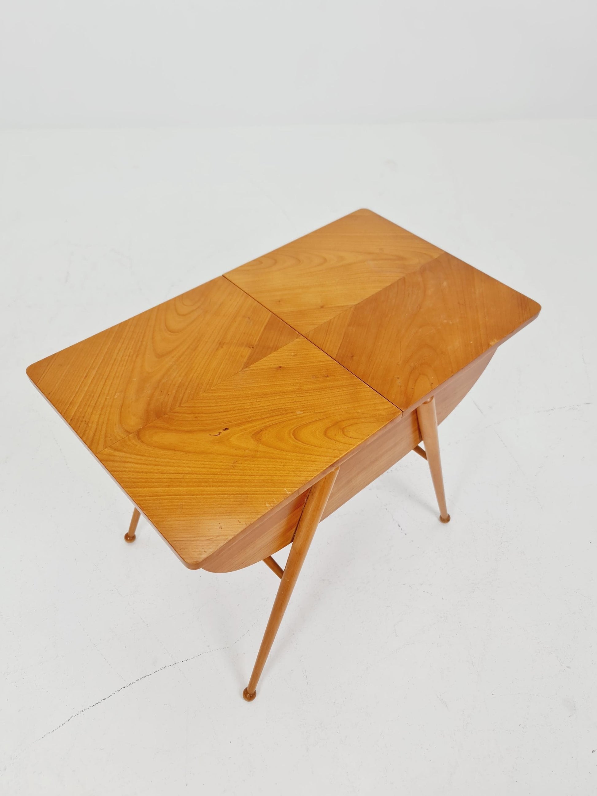Rare Vintage Ash wood sweing table/ side table/nightstand cabinet, 1960s
