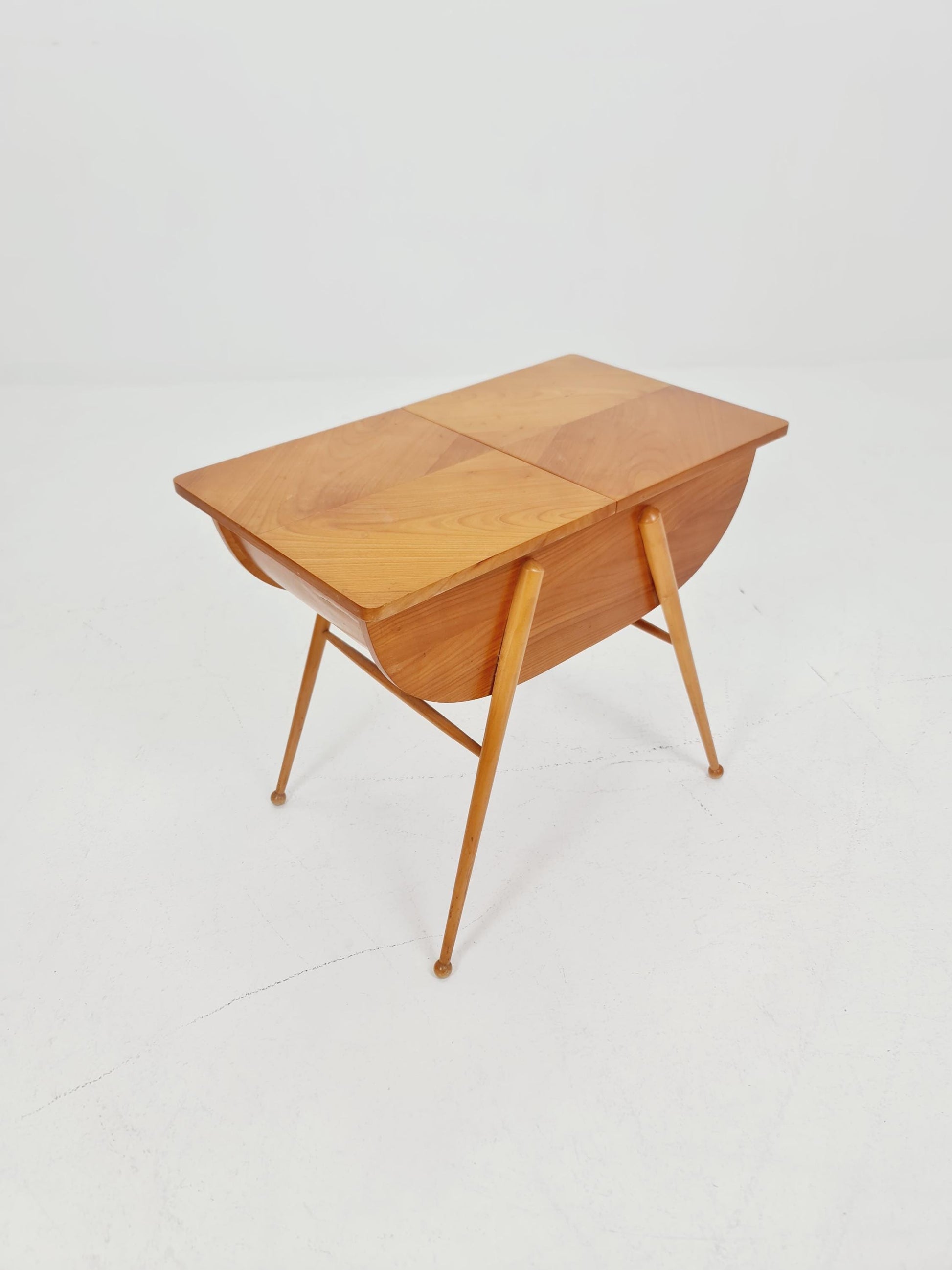 Rare Vintage Ash wood sweing table/ side table/nightstand cabinet, 1960s