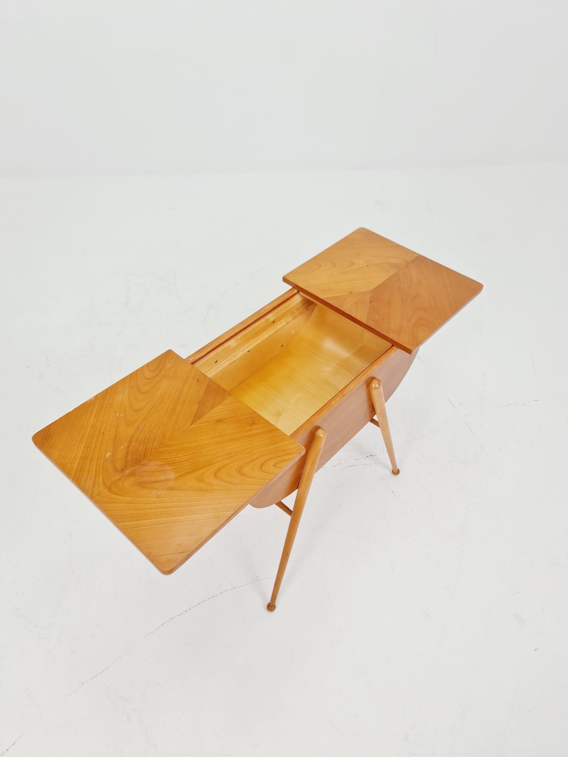 Rare Vintage Ash wood sweing table/ side table/nightstand cabinet, 1960s
