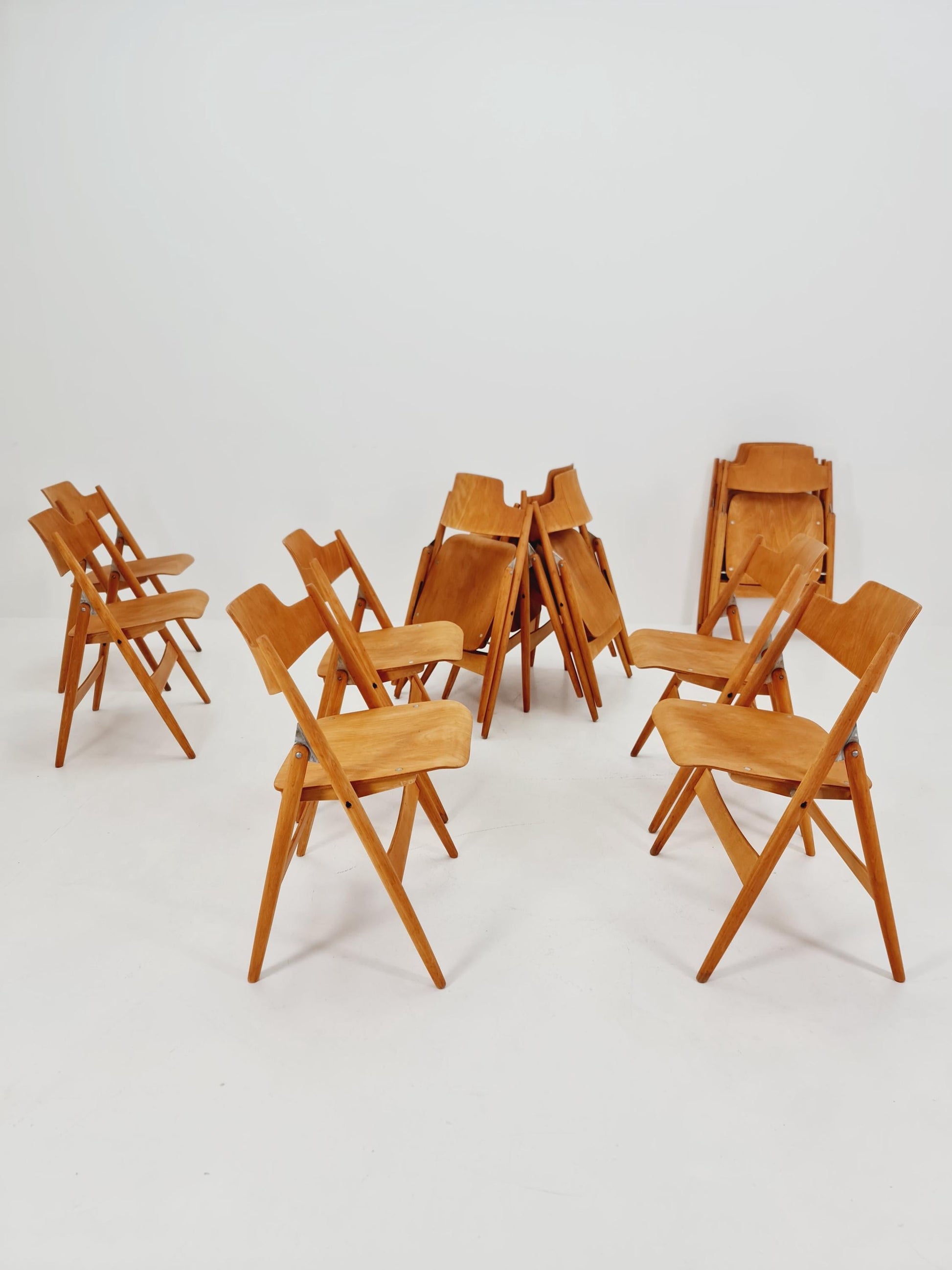 1of 16 Austrian folding chair model SE18 by Egon Eiermann for Wilde & Spieth, 1950s