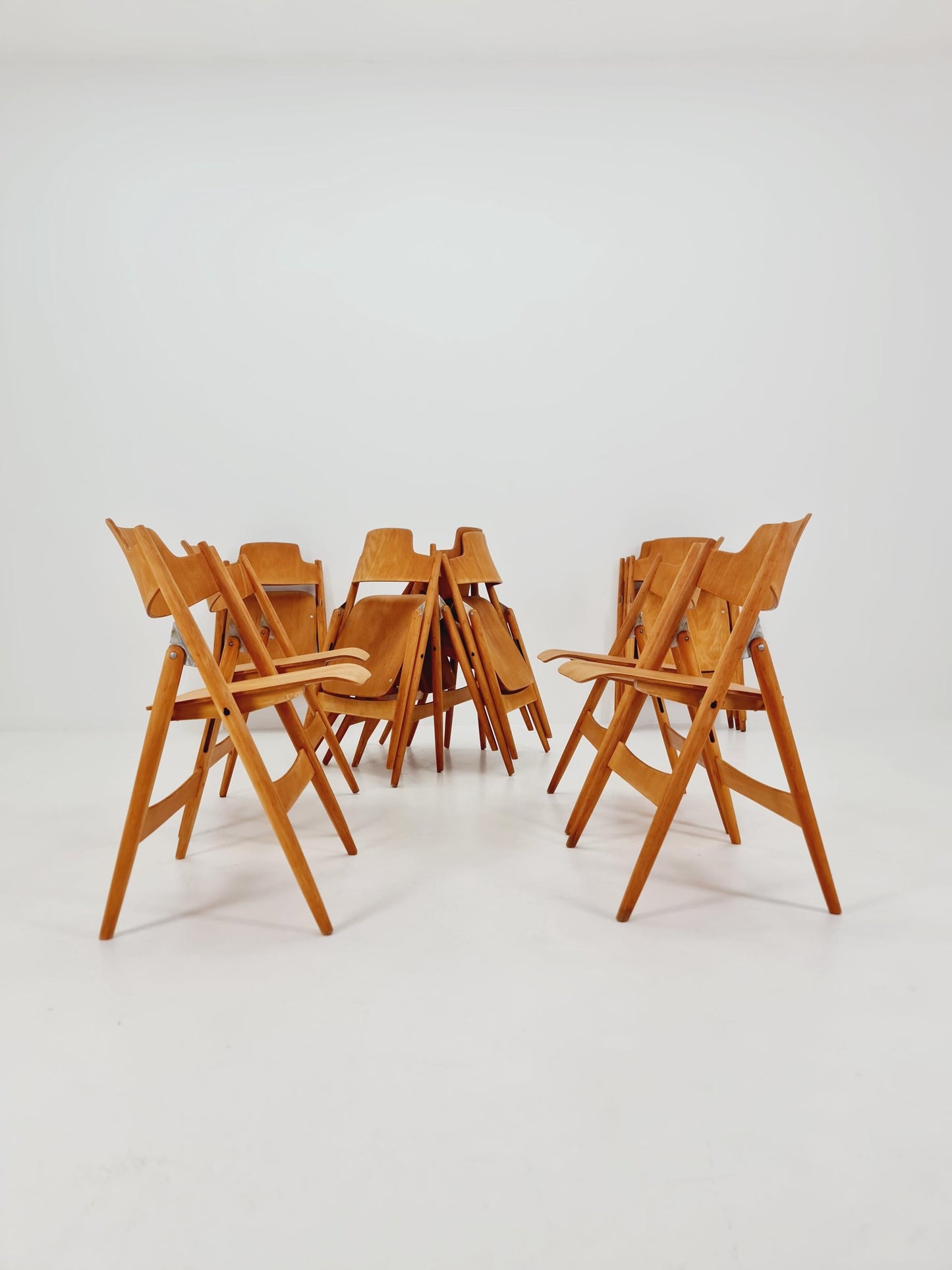 1of 16 Austrian folding chair model SE18 by Egon Eiermann for Wilde & Spieth, 1950s
