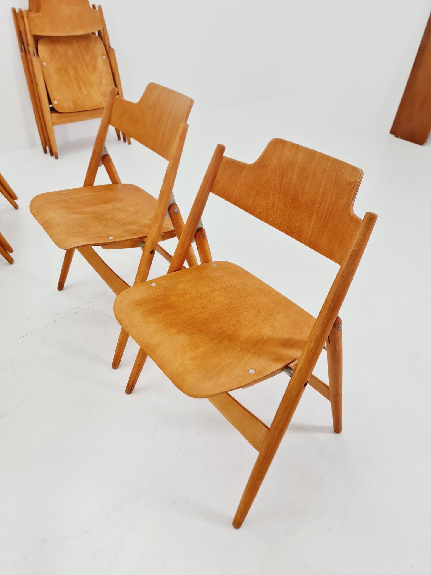 1of 16 Austrian folding chair model SE18 by Egon Eiermann for Wilde & Spieth, 1950s