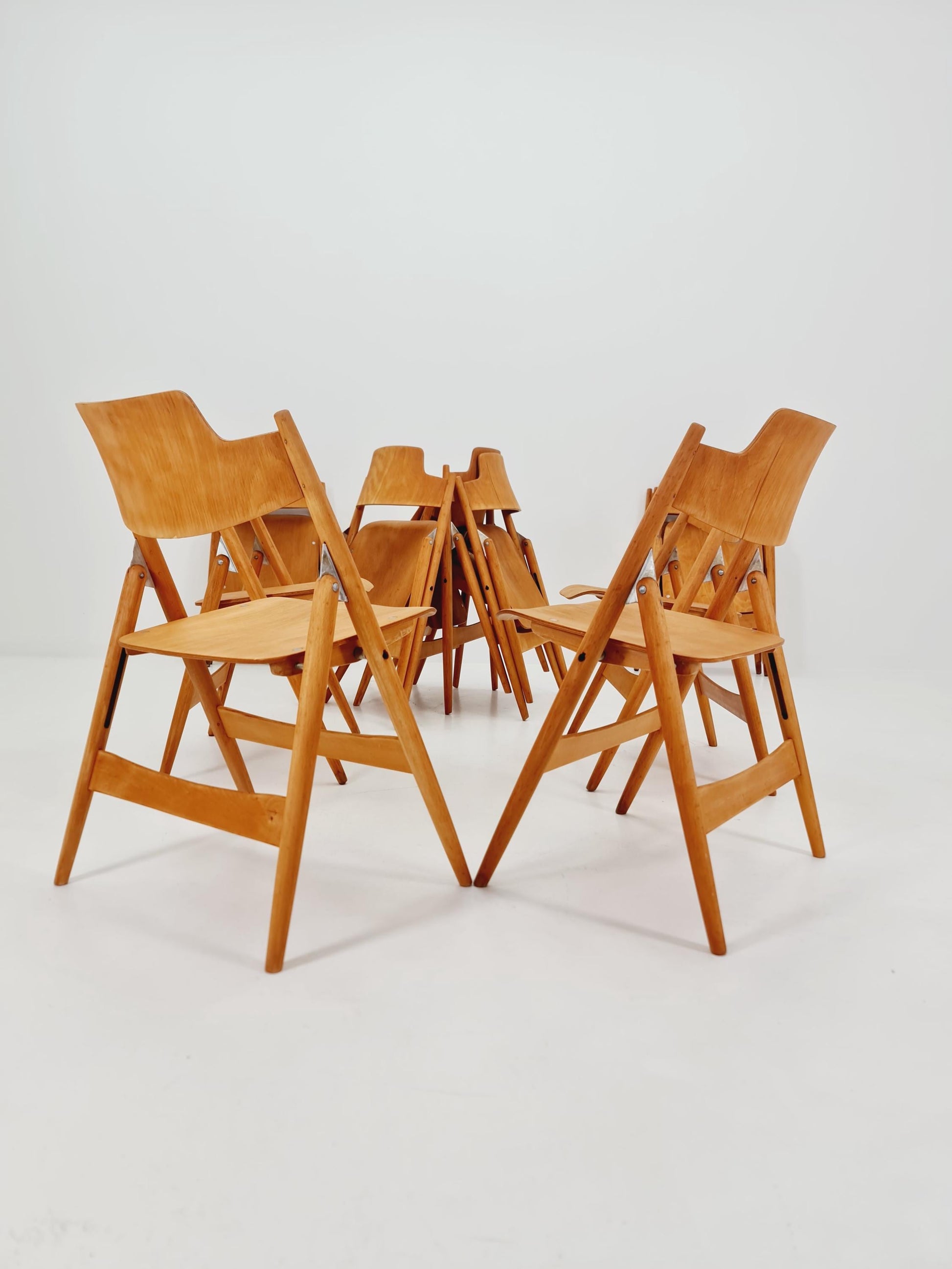 1of 16 Austrian folding chair model SE18 by Egon Eiermann for Wilde & Spieth, 1950s
