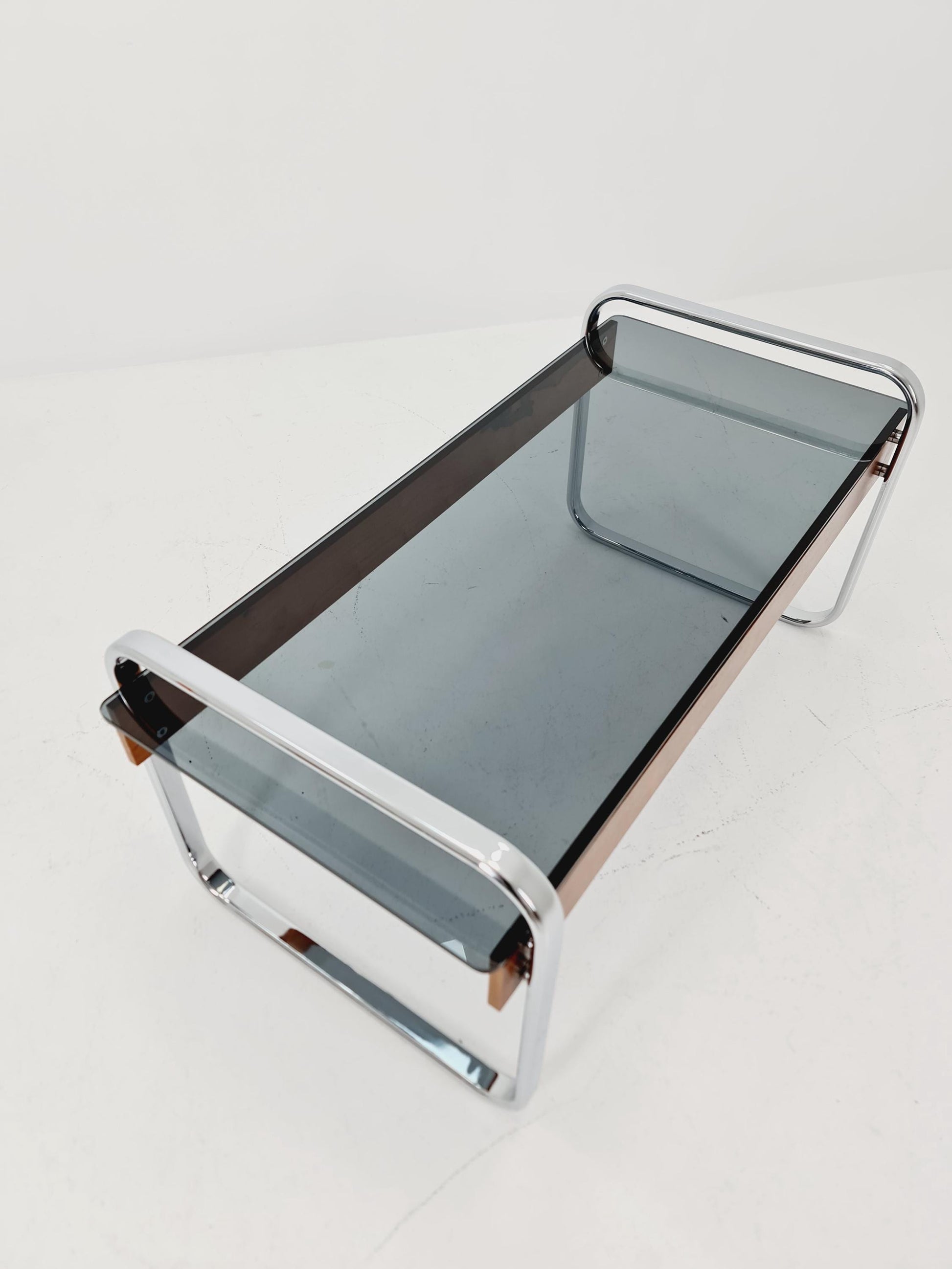 Rare vintage rosewood and smoked Glass coffe table by Peter Protzmann for Herman Miller 1970
