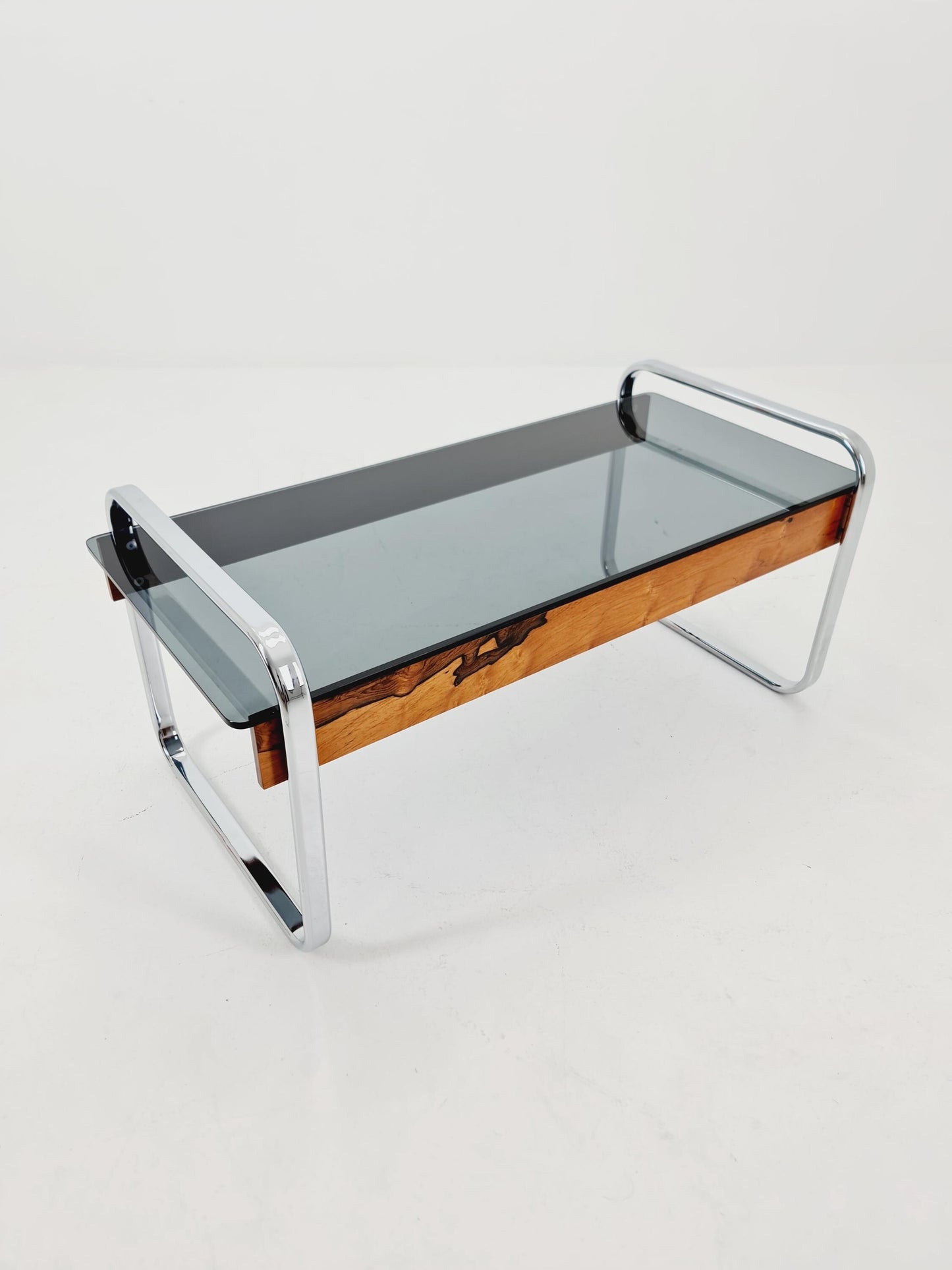 Rare vintage rosewood and smoked Glass coffe table by Peter Protzmann for Herman Miller 1970