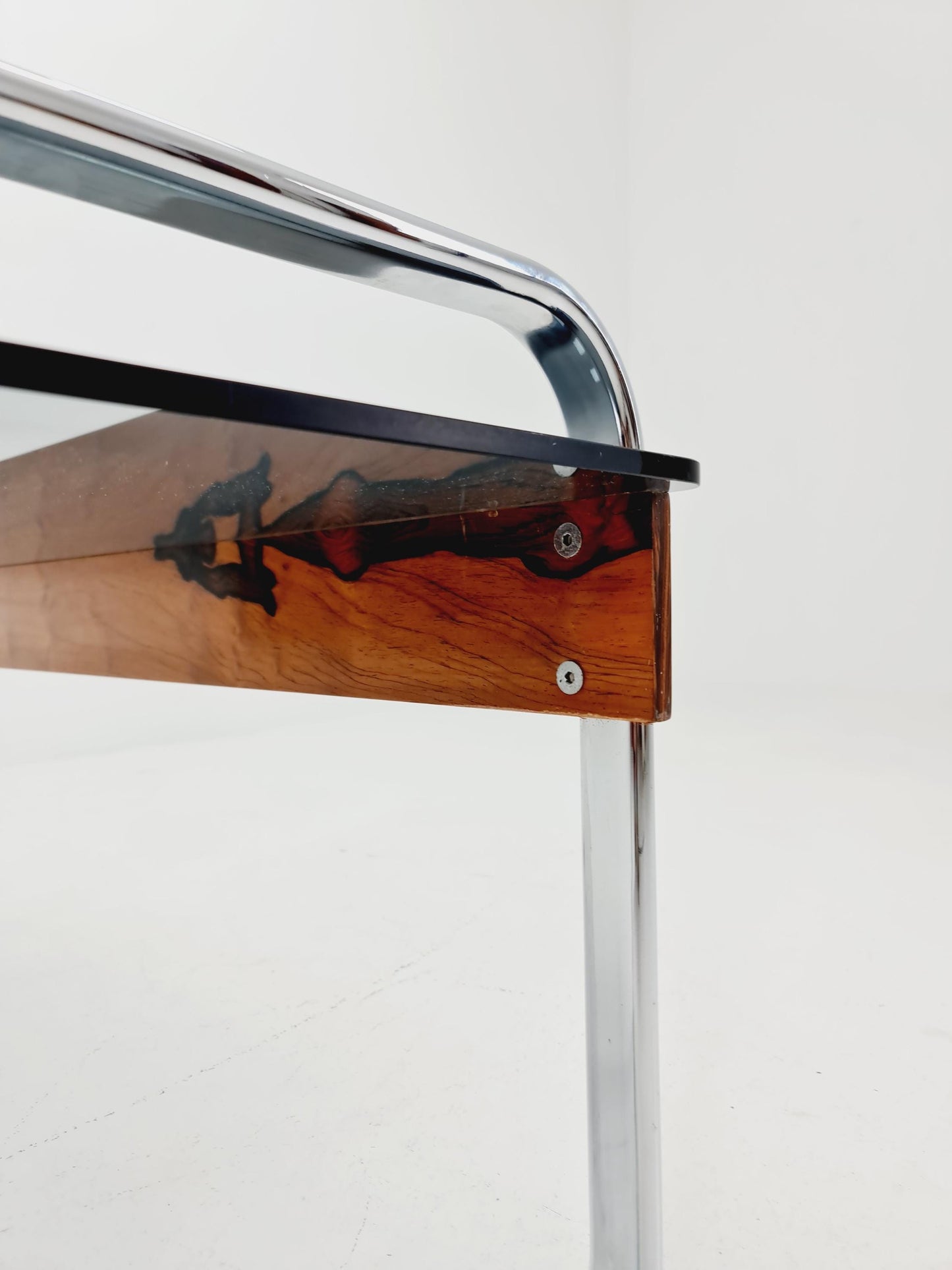 Rare vintage rosewood and smoked Glass coffe table by Peter Protzmann for Herman Miller 1970