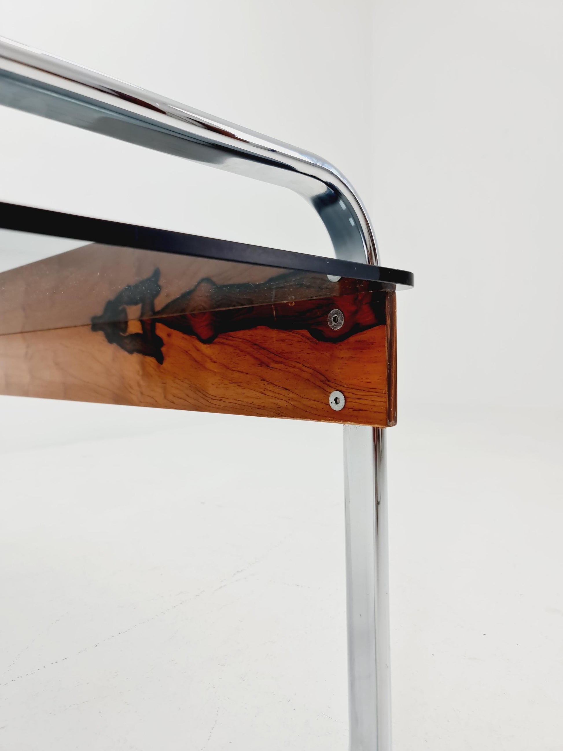 Rare vintage rosewood and smoked Glass coffe table by Peter Protzmann for Herman Miller 1970