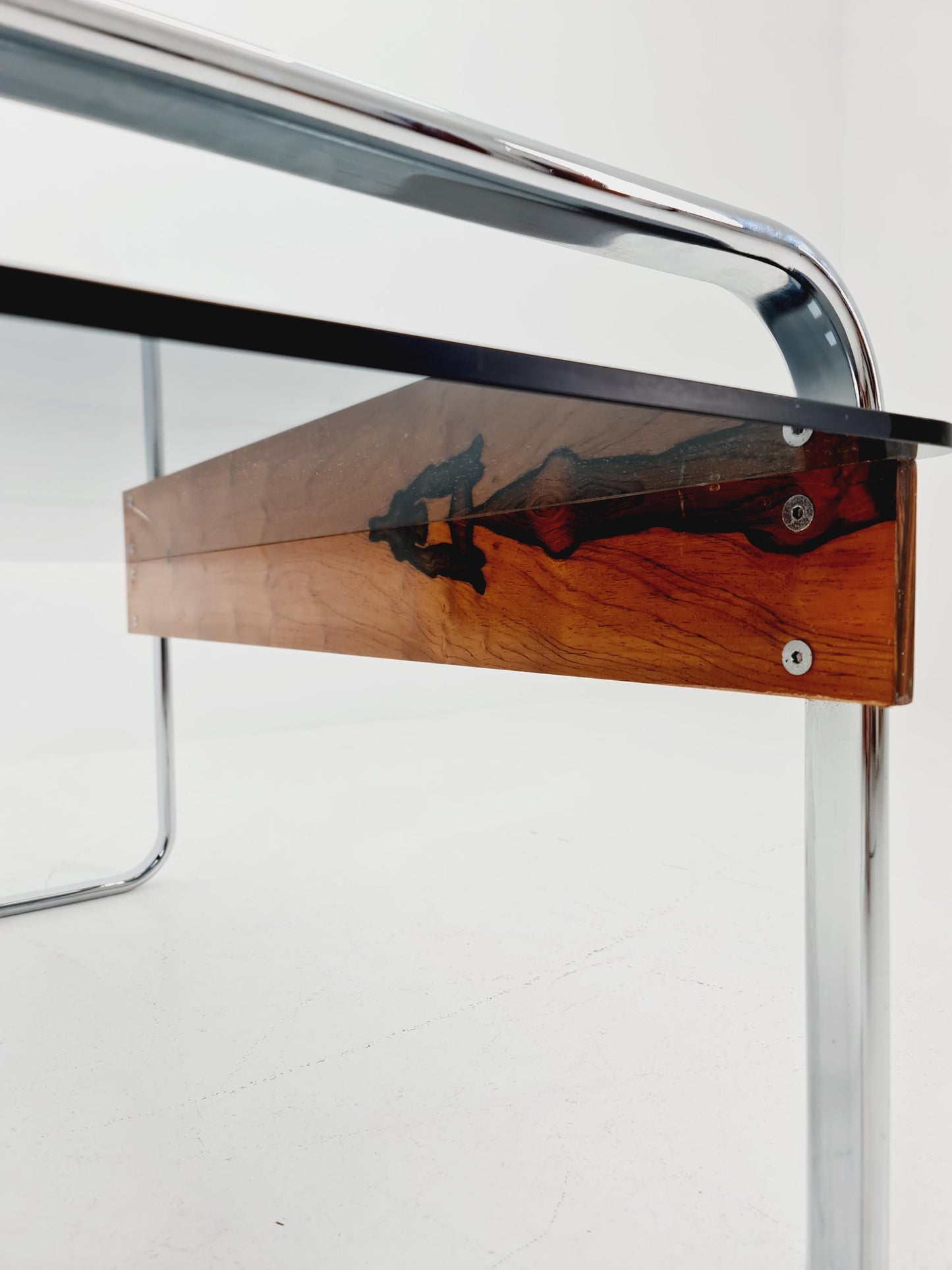Rare vintage rosewood and smoked Glass coffe table by Peter Protzmann for Herman Miller 1970