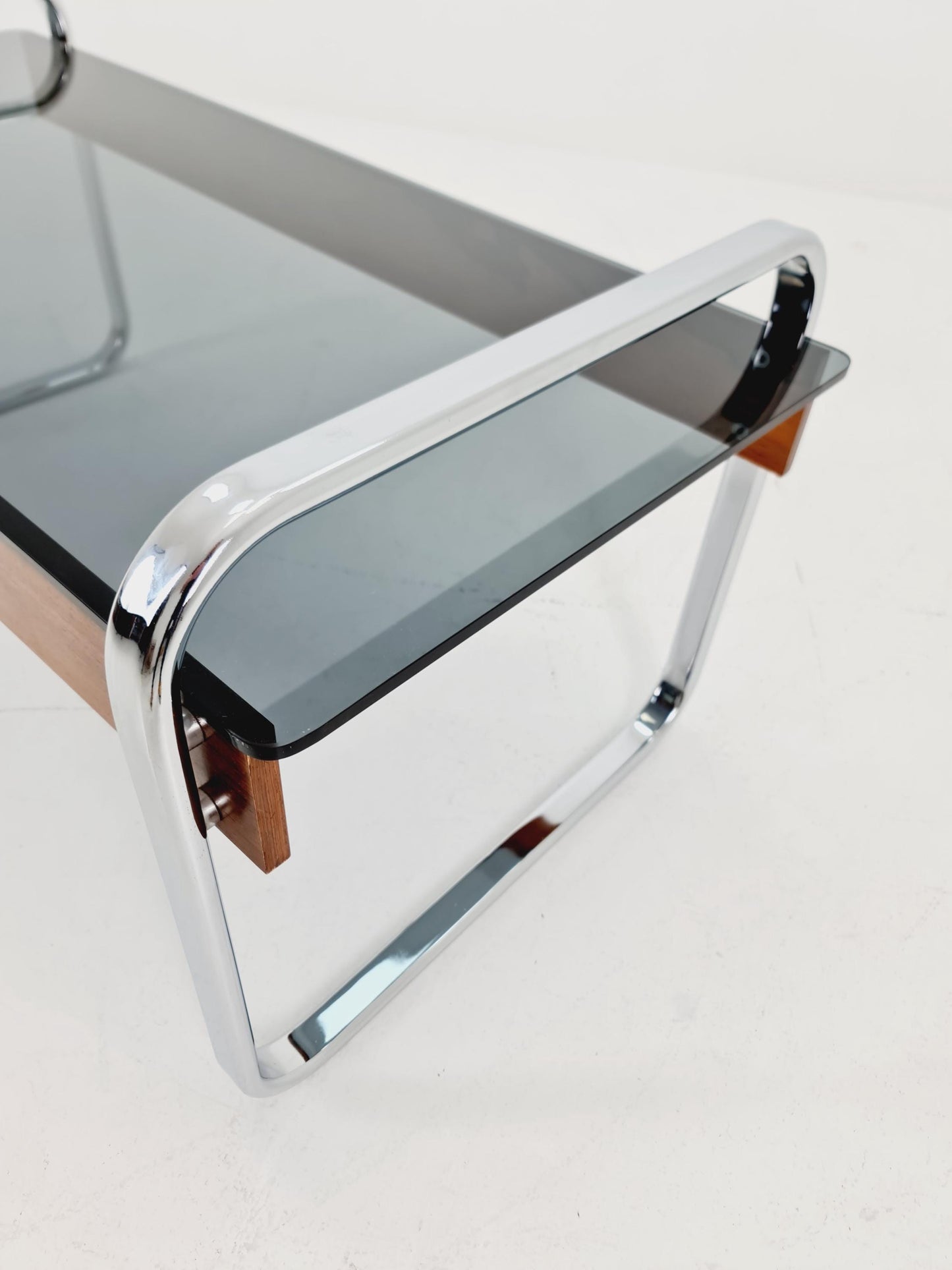 Rare vintage rosewood and smoked Glass coffe table by Peter Protzmann for Herman Miller 1970