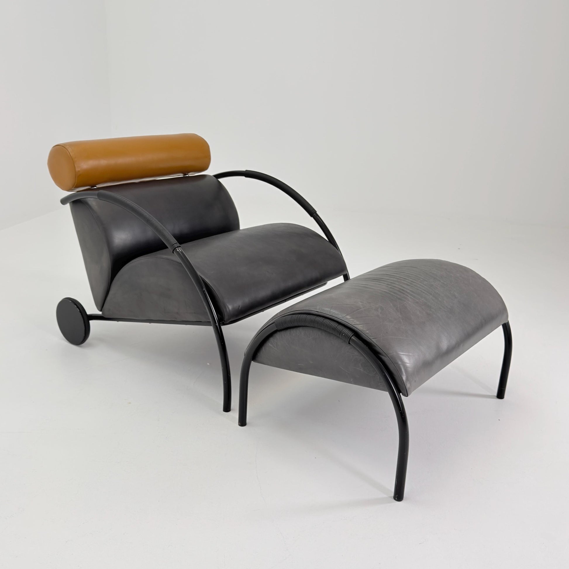 Mid century “Zyklus” Gray edition armchair with ottoman by Peter Maly for Cor, 1984,Germany
