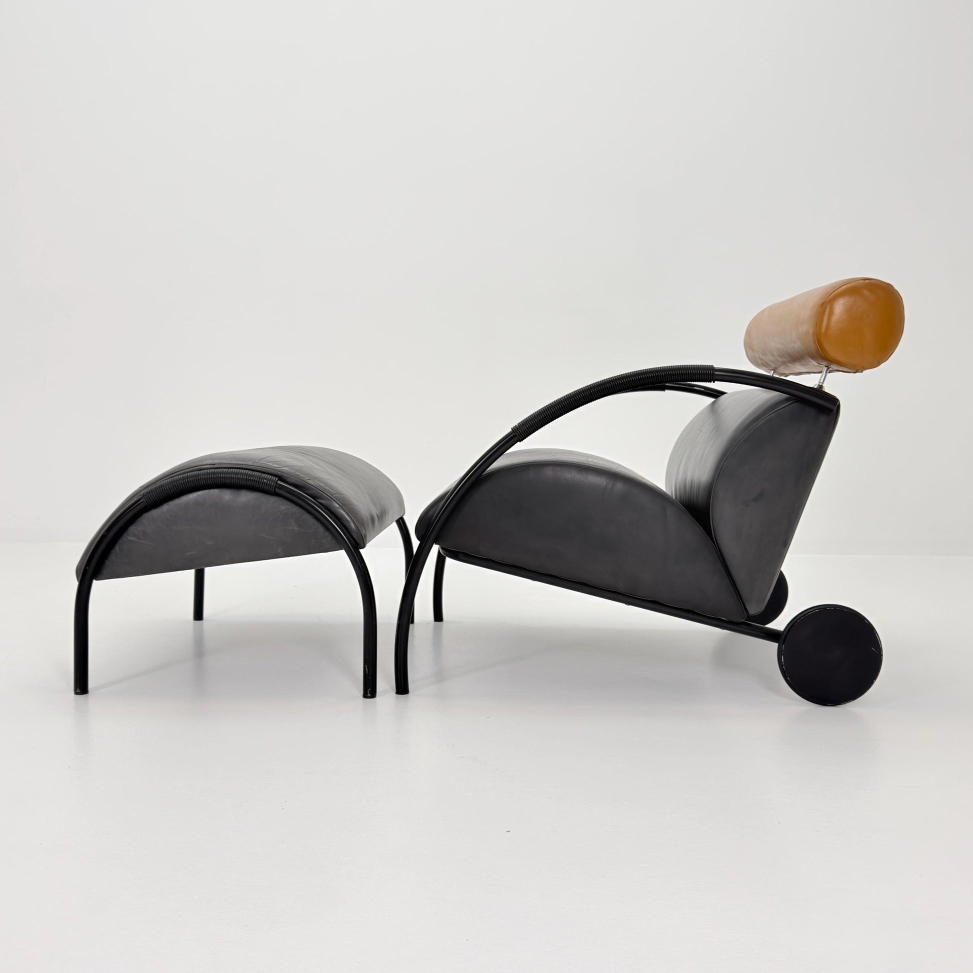 Mid century “Zyklus” Gray edition armchair with ottoman by Peter Maly for Cor, 1984,Germany