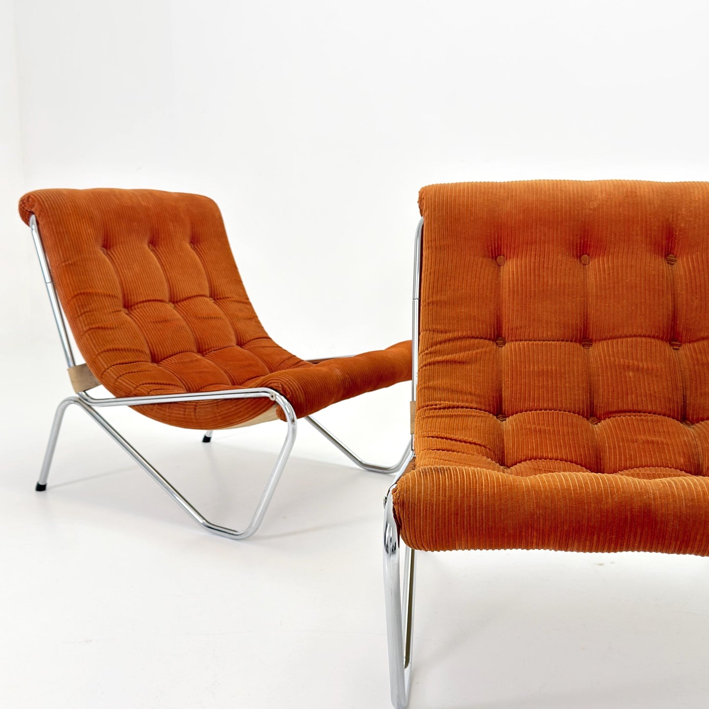 1 of 2 Rare Mid century Lounge chair by EM Möbler Model 600 1970s Sweden