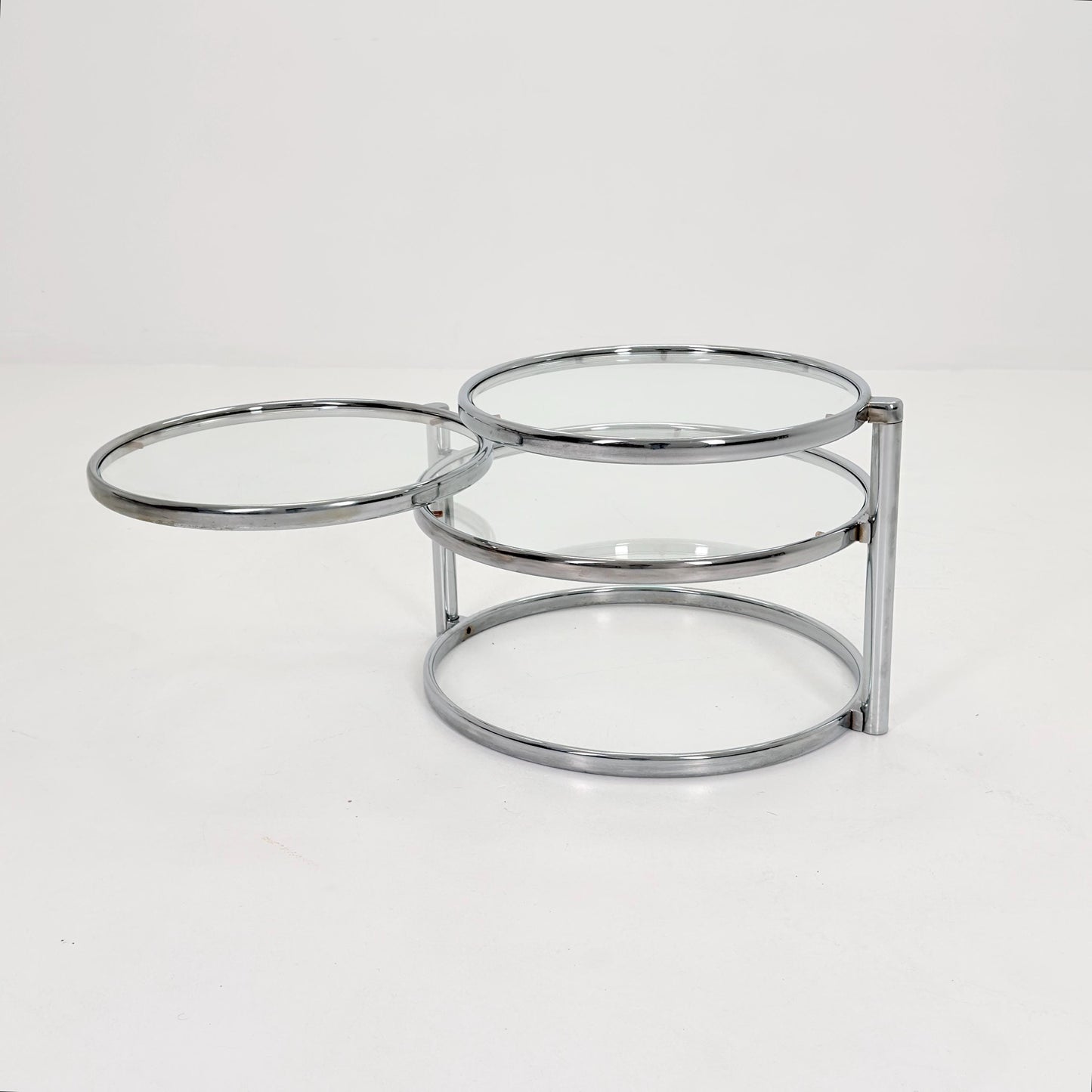 Mid Century coffee table with 3 swivel levels by Milo Baughman Italy 1970s