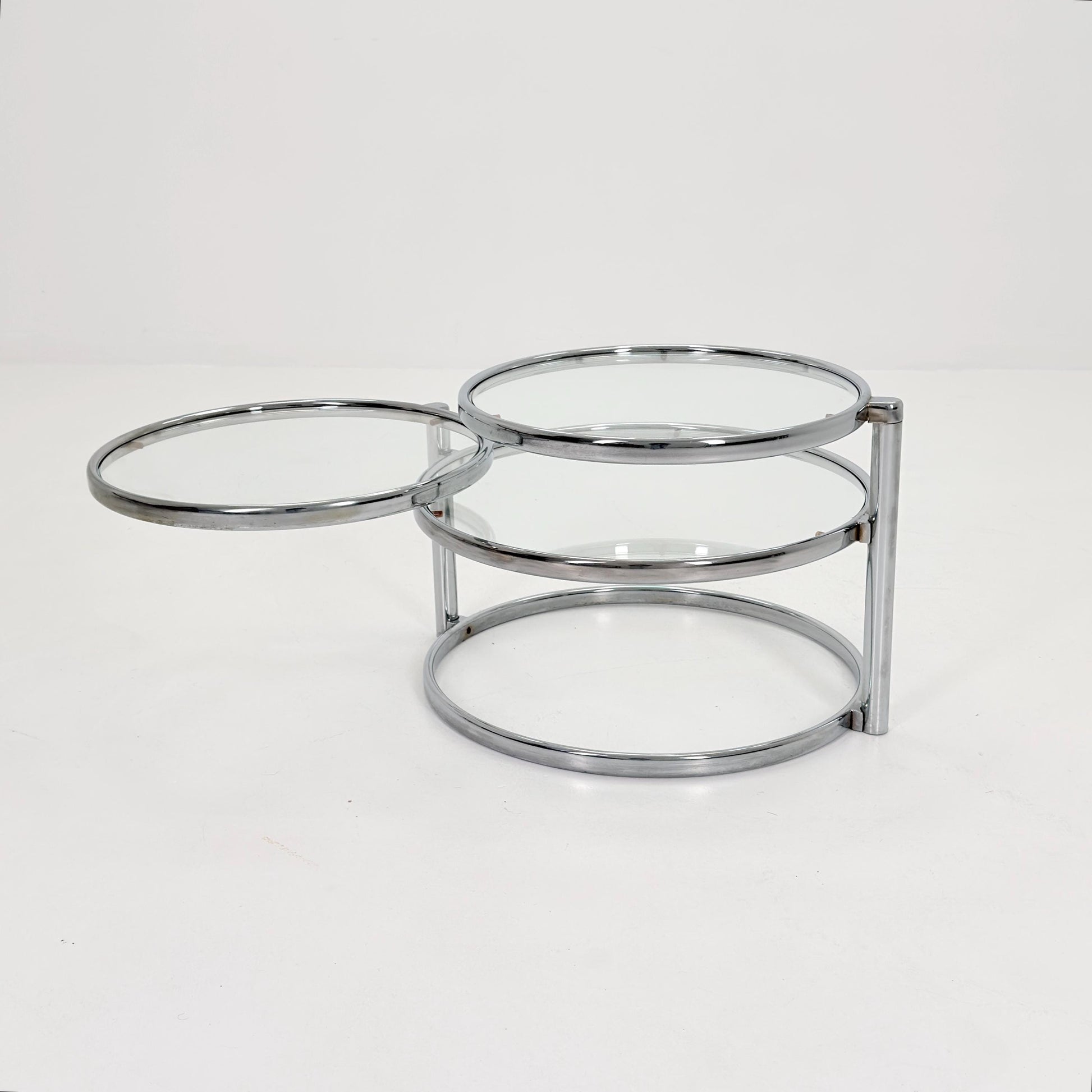 Mid Century coffee table with 3 swivel levels by Milo Baughman Italy 1970s
