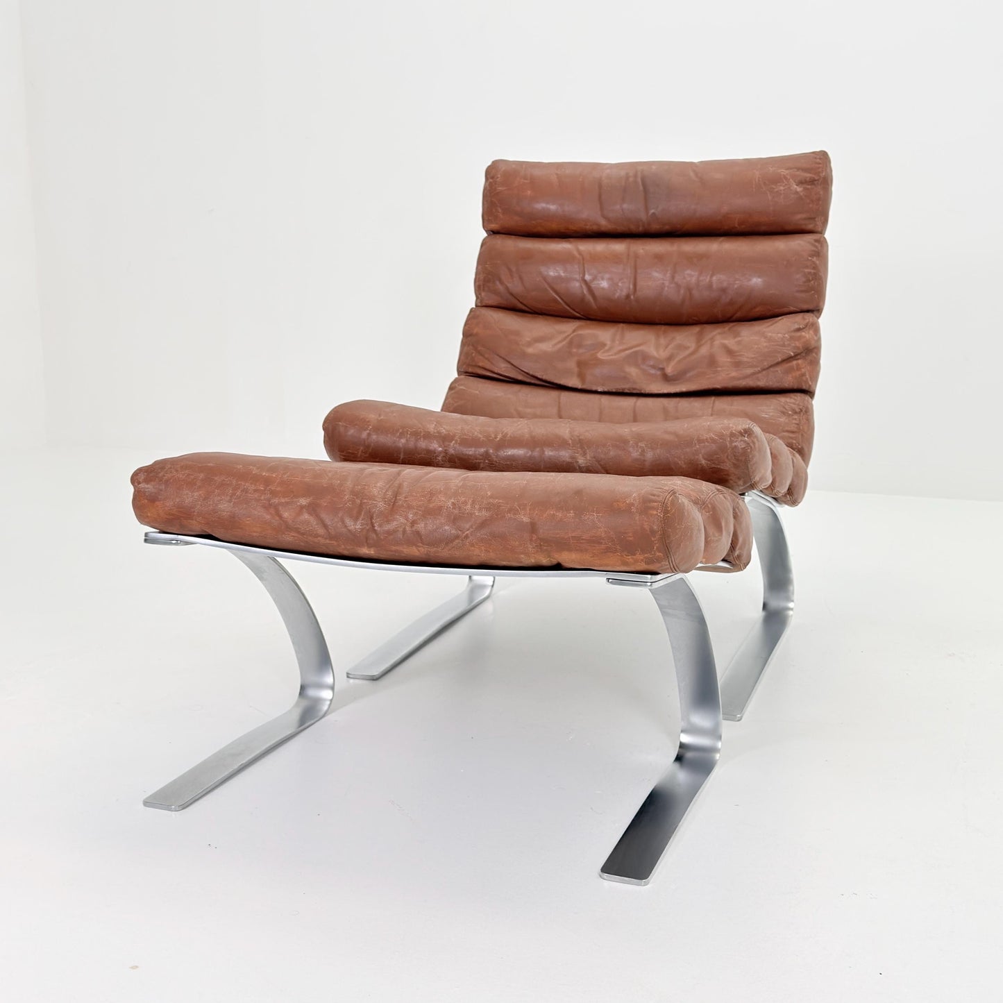 Mid-Century COR Sinus Cantilever Armchair with Footstool – Brown Leather, Designed by Reinhold Adolf & Hans-Jürgen Schröpfer for COR, German
