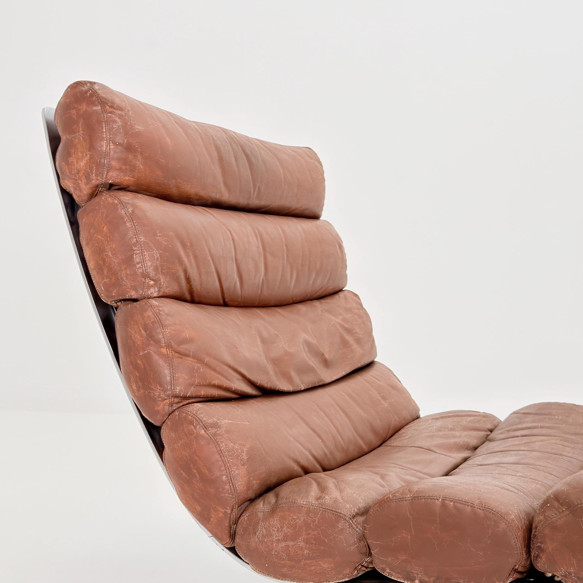 Mid-Century COR Sinus Cantilever Armchair with Footstool – Brown Leather, Designed by Reinhold Adolf & Hans-Jürgen Schröpfer for COR, German