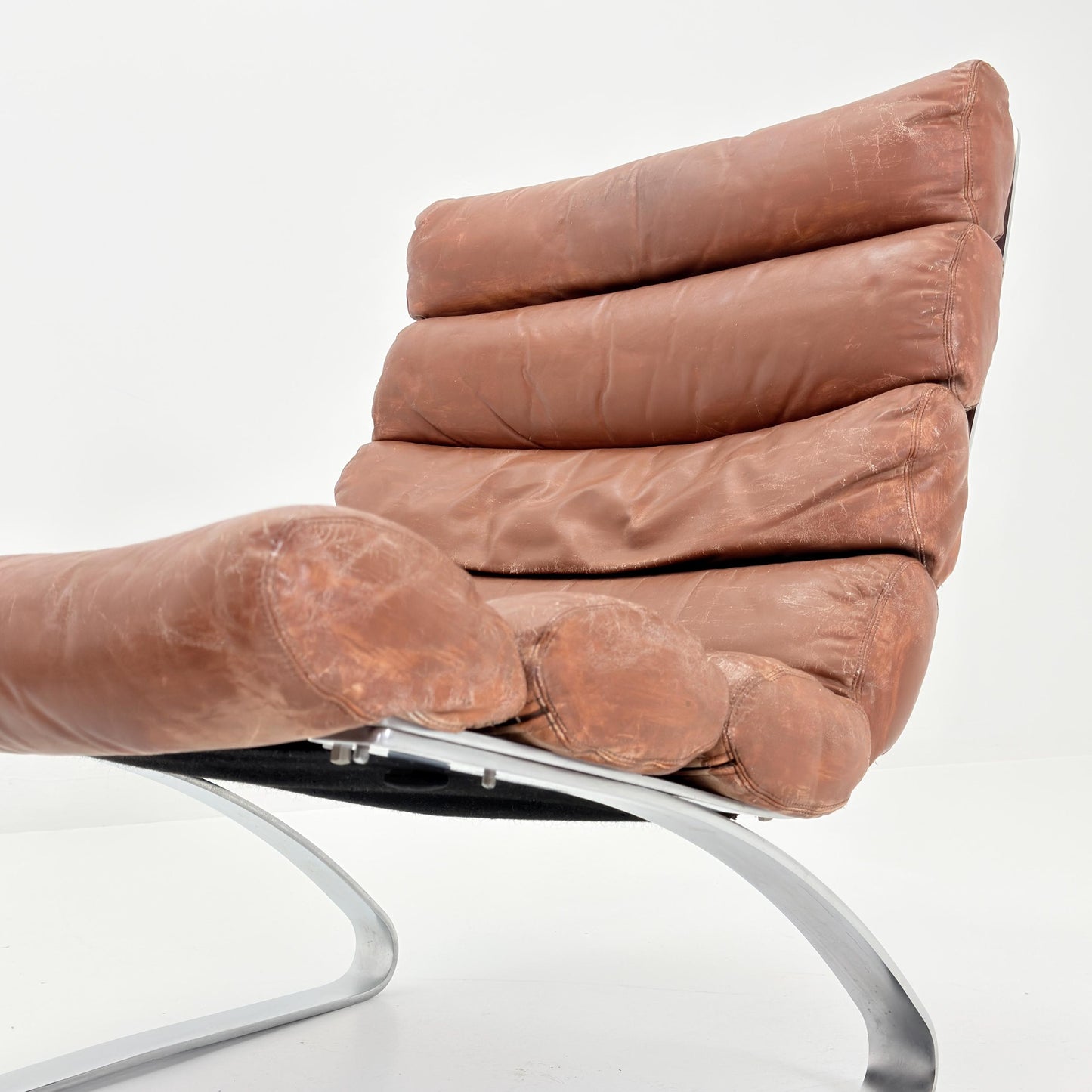 Mid-Century COR Sinus Cantilever Armchair with Footstool – Brown Leather, Designed by Reinhold Adolf & Hans-Jürgen Schröpfer for COR, German