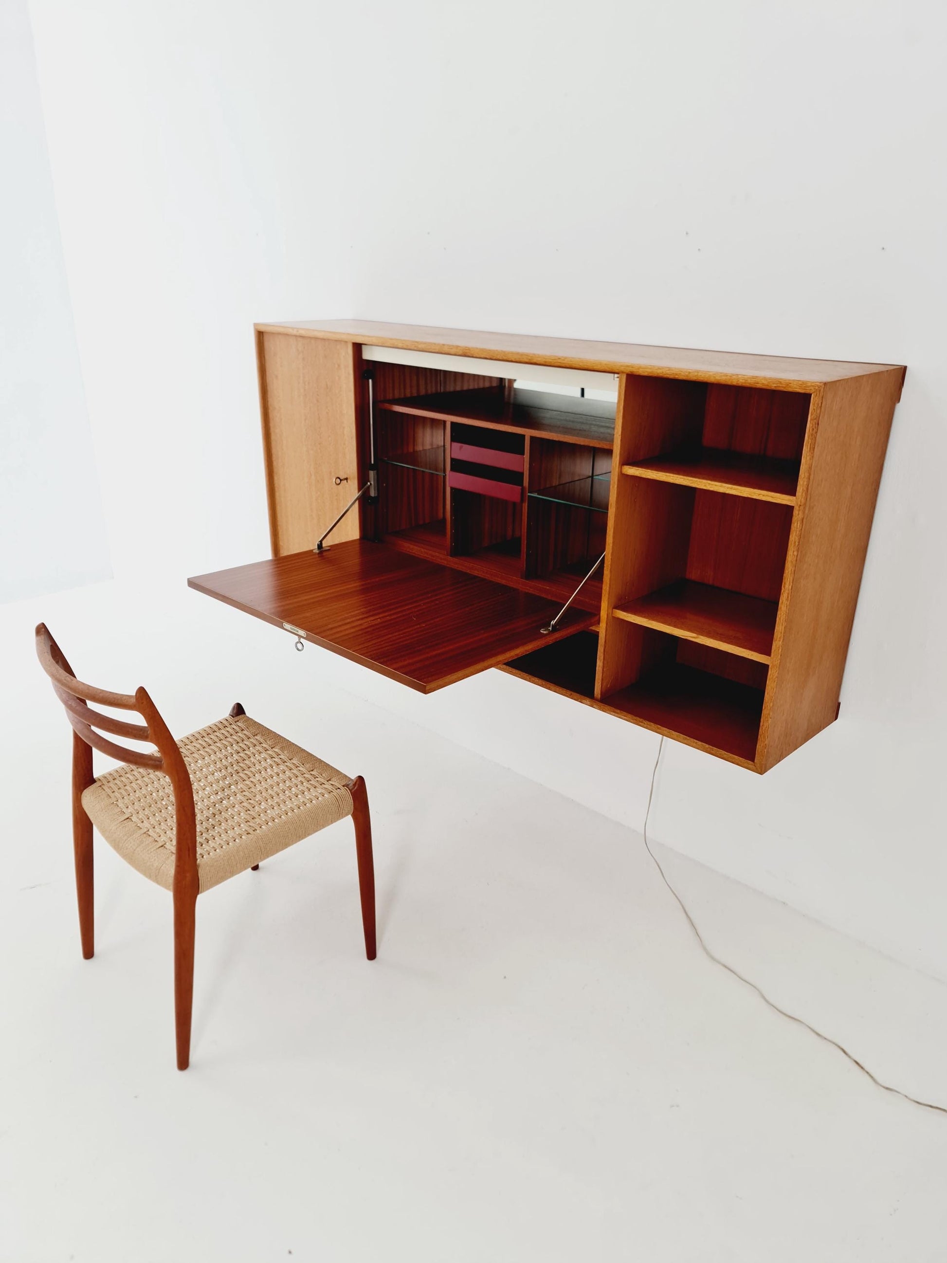 Vintage German teak wall hanging /sideboard /Secretary, desk, By WK Möbel 1960s