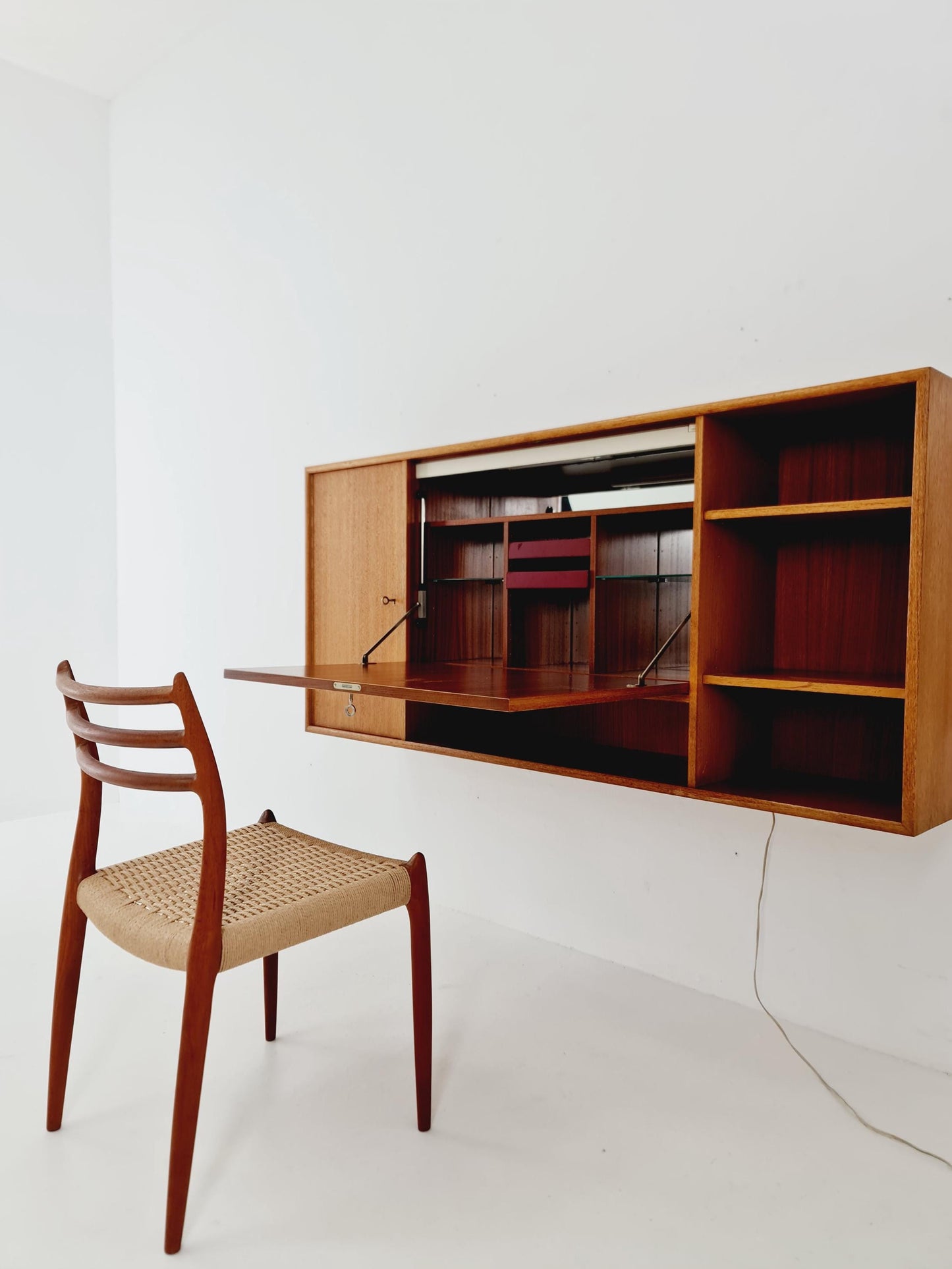 Vintage German teak wall hanging /sideboard /Secretary, desk, By WK Möbel 1960s