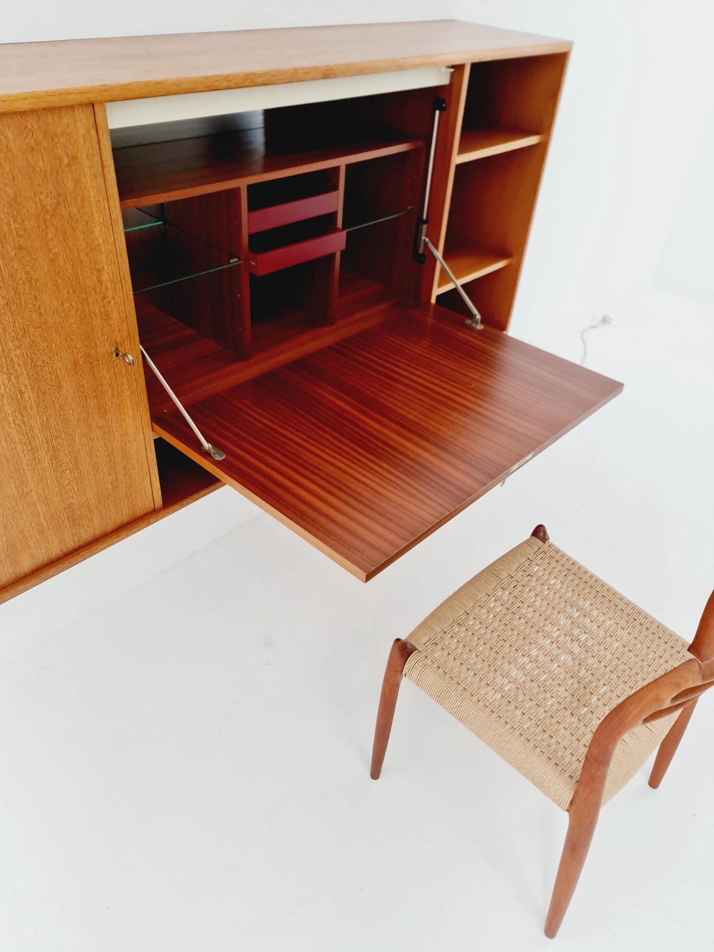 Vintage German teak wall hanging /sideboard /Secretary, desk, By WK Möbel 1960s