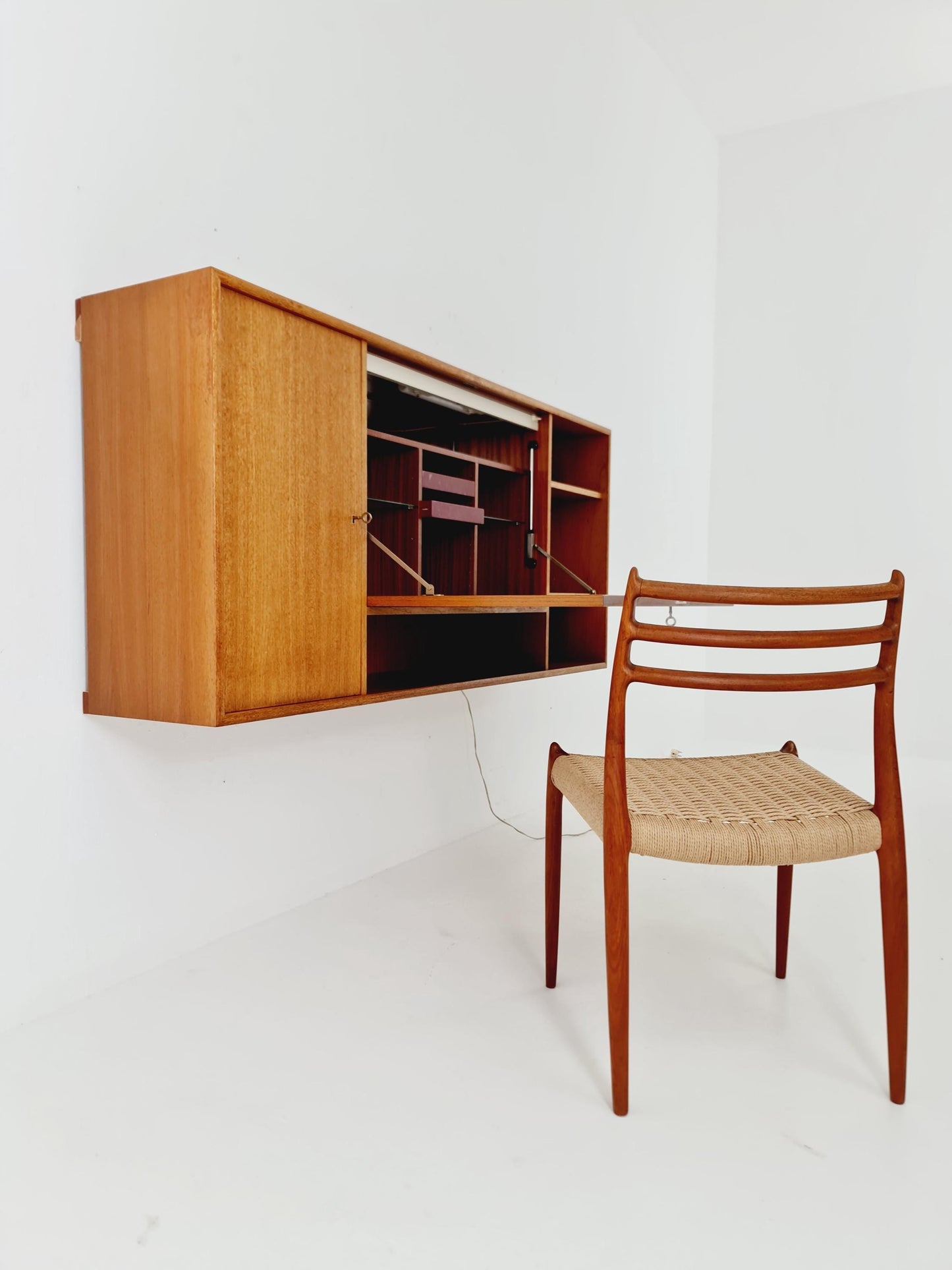 Vintage German teak wall hanging /sideboard /Secretary, desk, By WK Möbel 1960s
