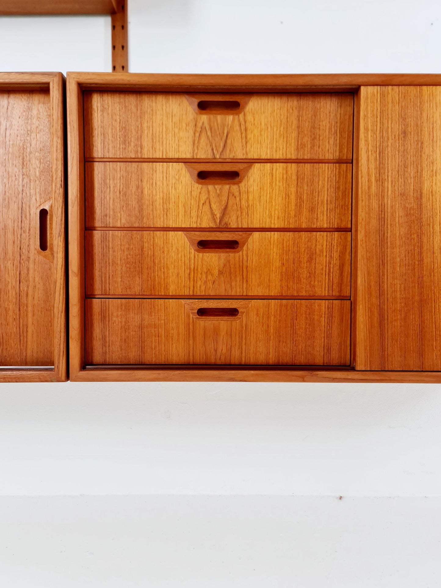 Rare Mid century Danish Teak Wall Unit 3 cabinet by Sven Ellekaer For Abert Hansen, Denmark, 1960s
