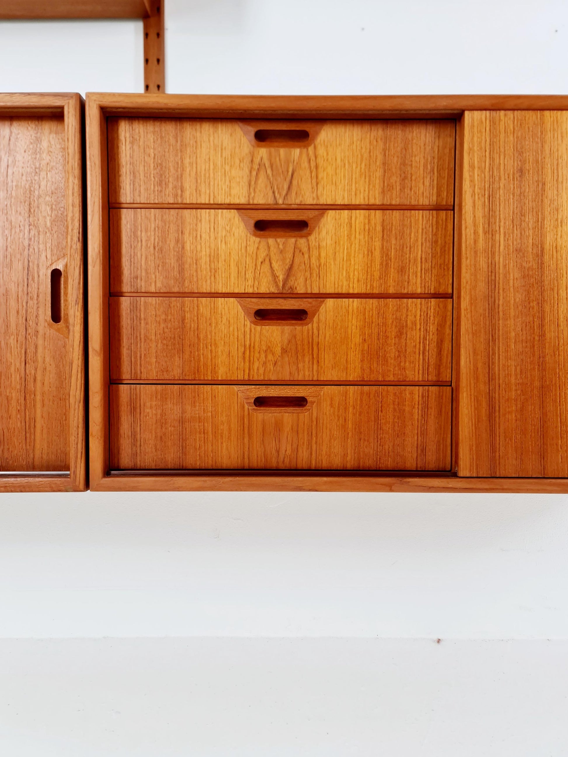 Rare Mid century Danish Teak Wall Unit 3 cabinet by Sven Ellekaer For Abert Hansen, Denmark, 1960s