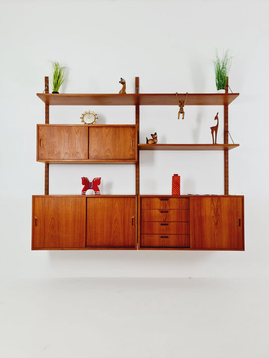 Rare Mid century Danish Teak Wall Unit 3 cabinet by Sven Ellekaer For Abert Hansen, Denmark, 1960s