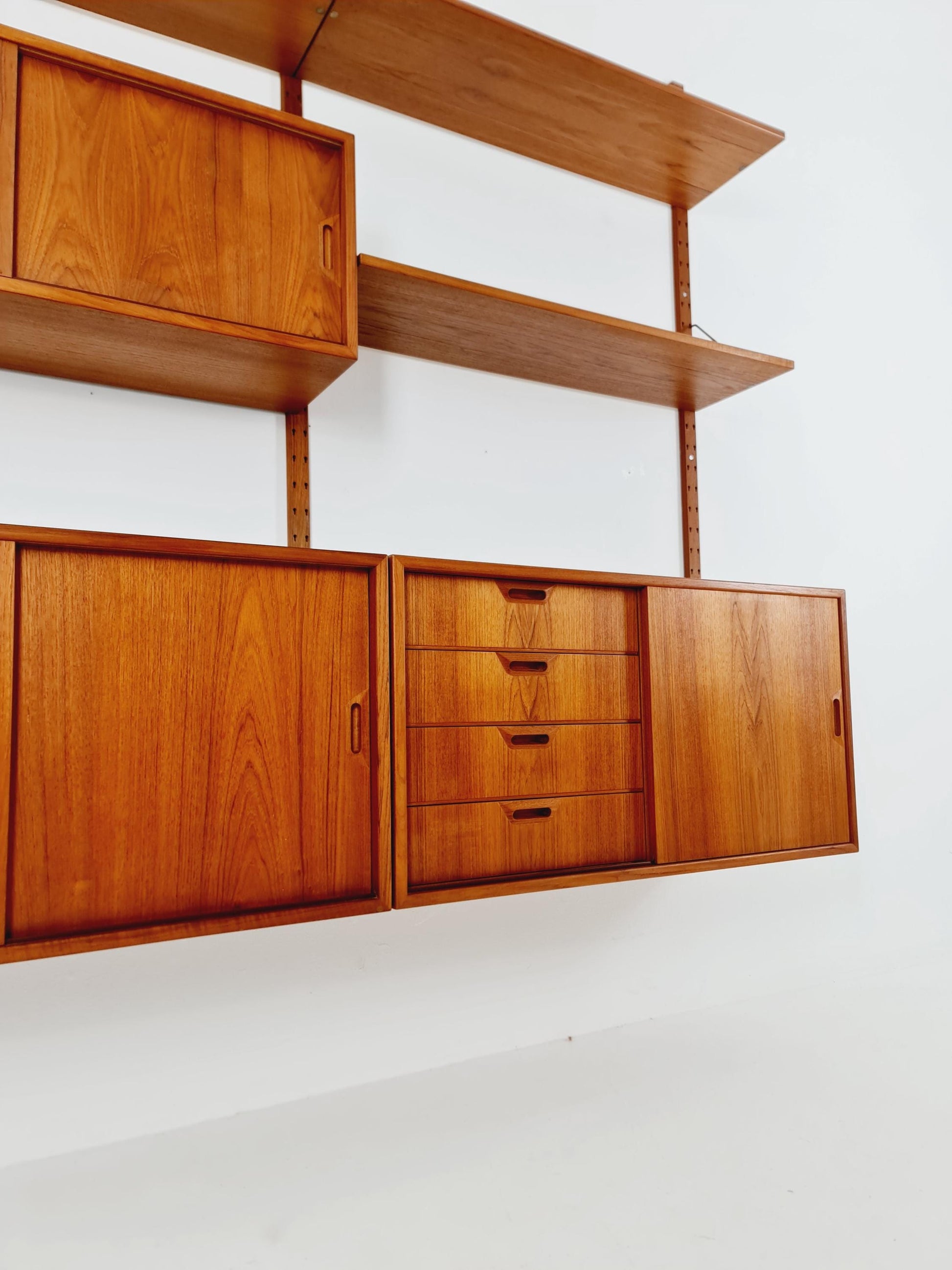 Rare Mid century Danish Teak Wall Unit 3 cabinet by Sven Ellekaer For Abert Hansen, Denmark, 1960s