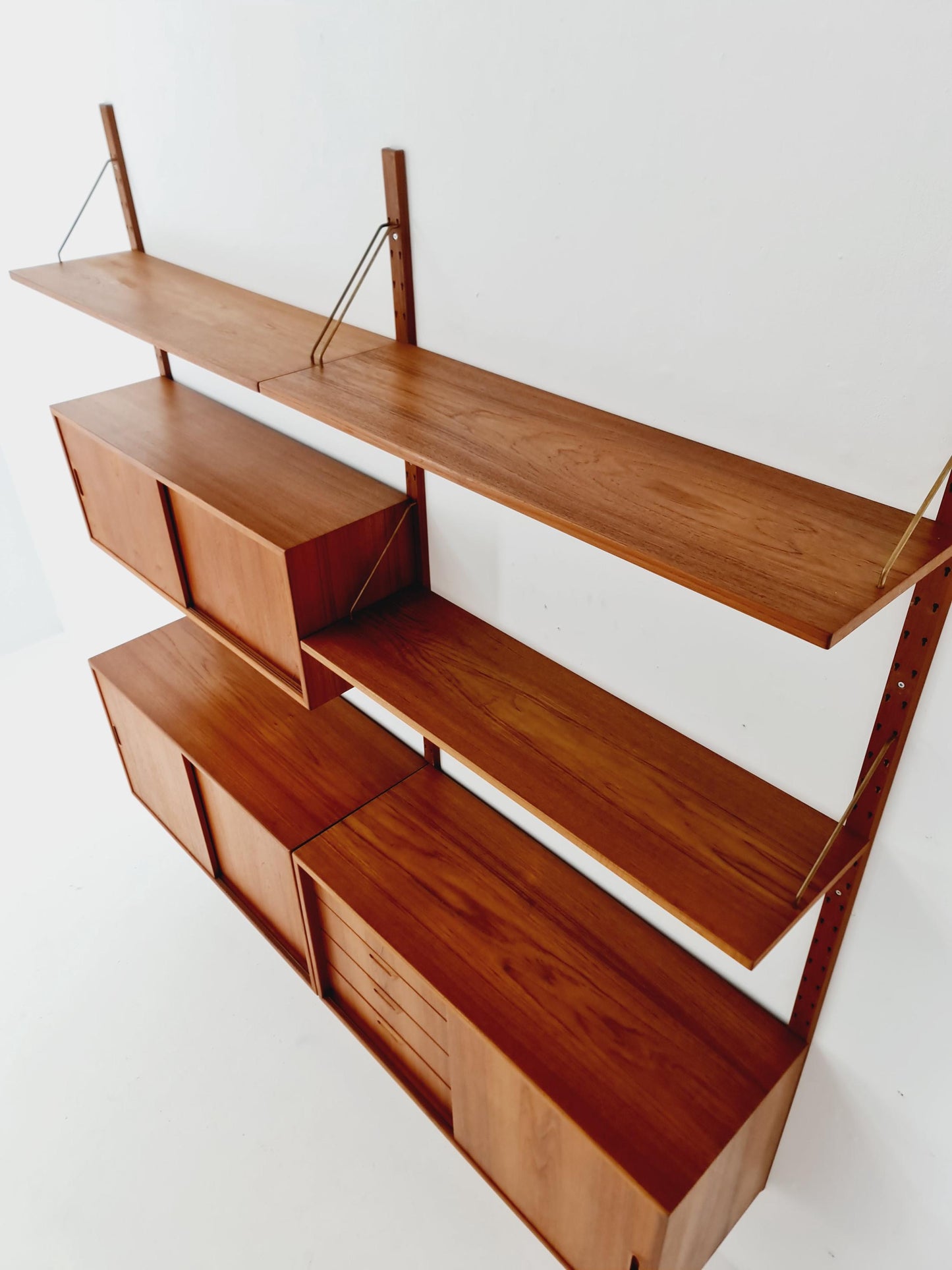 Rare Mid century Danish Teak Wall Unit 3 cabinet by Sven Ellekaer For Abert Hansen, Denmark, 1960s
