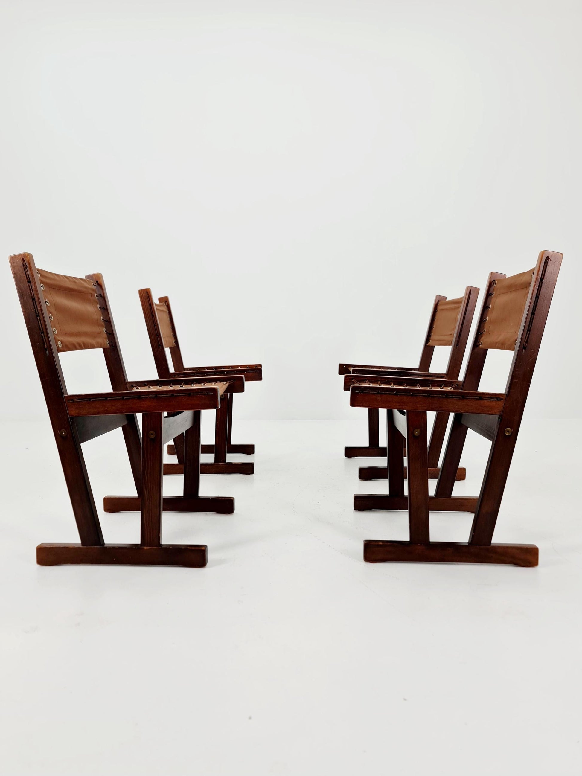 MidCentury Safari Dining Chairs BY Svein Björneng for Bruksbo Norway 1960s set of 4