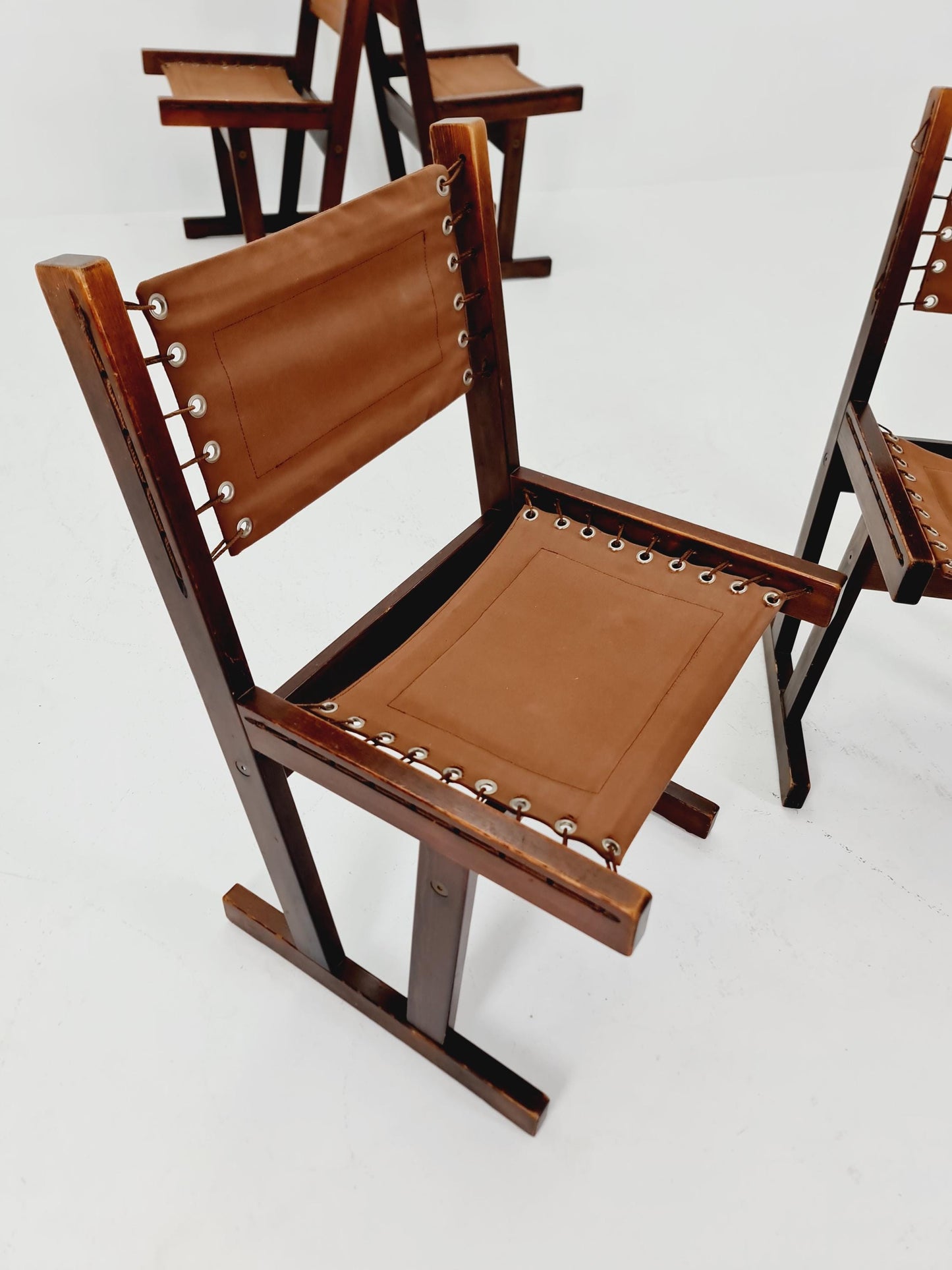 MidCentury Safari Dining Chairs BY Svein Björneng for Bruksbo Norway 1960s set of 4