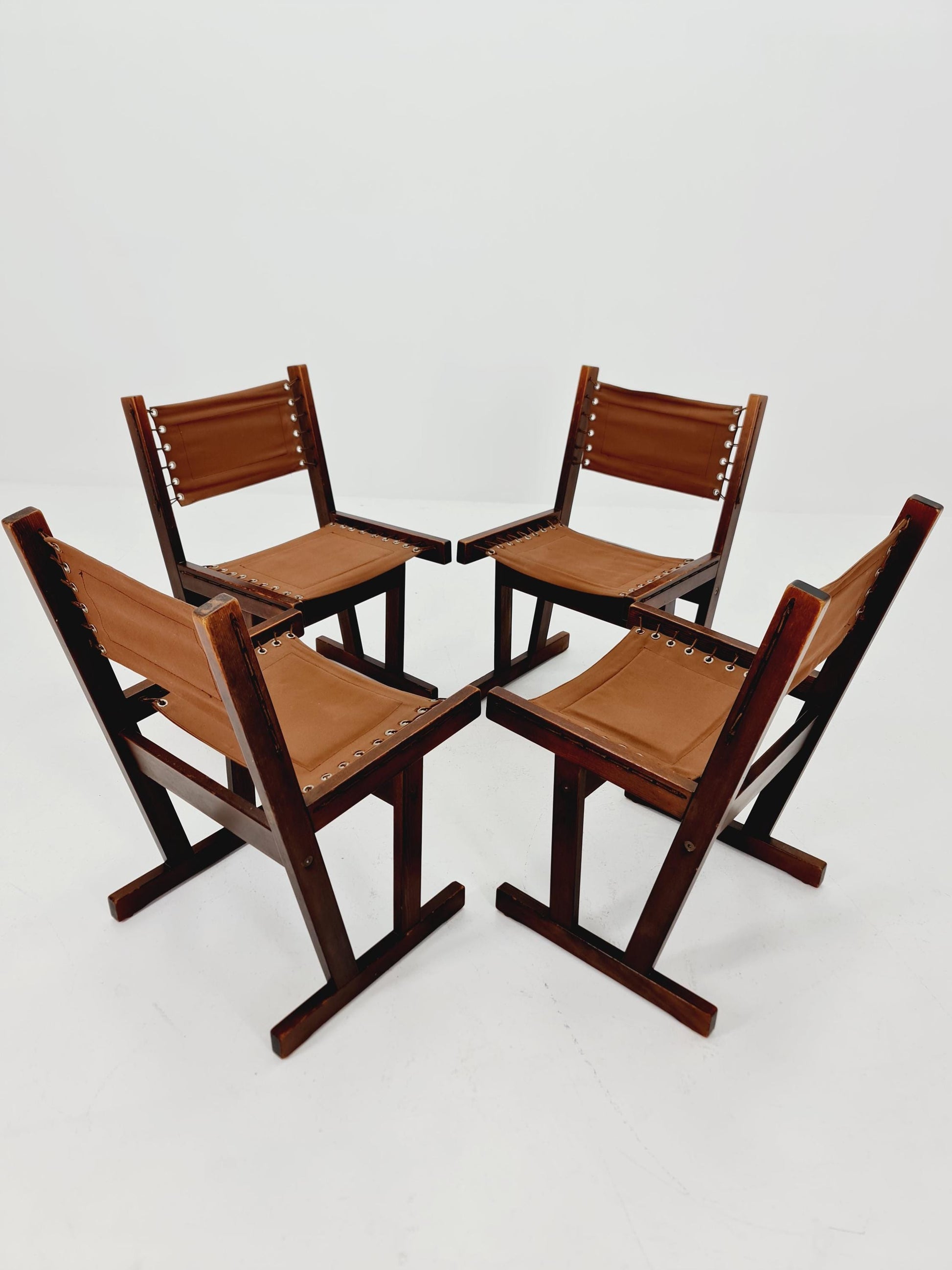 MidCentury Safari Dining Chairs BY Svein Björneng for Bruksbo Norway 1960s set of 4