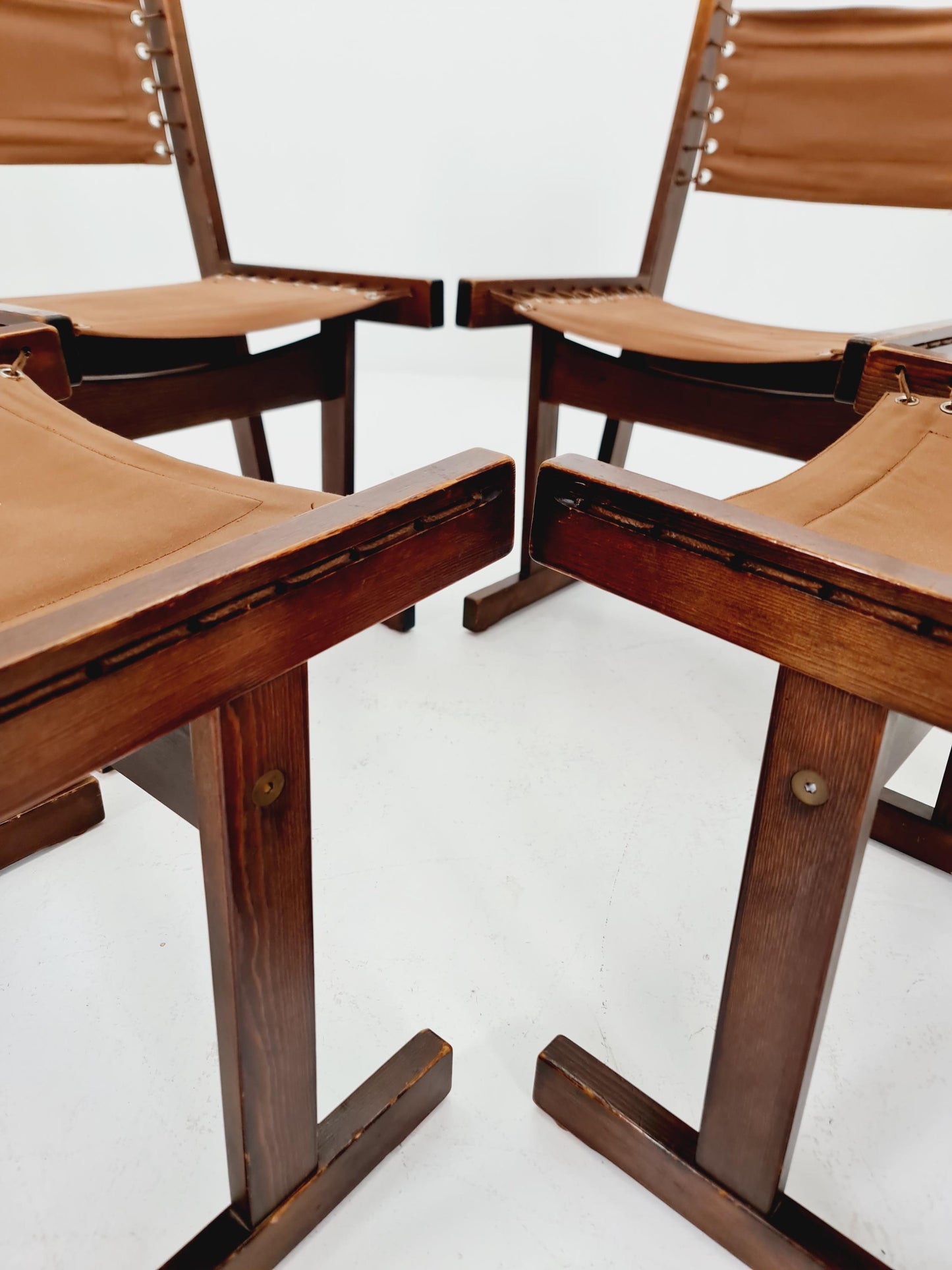 MidCentury Safari Dining Chairs BY Svein Björneng for Bruksbo Norway 1960s set of 4