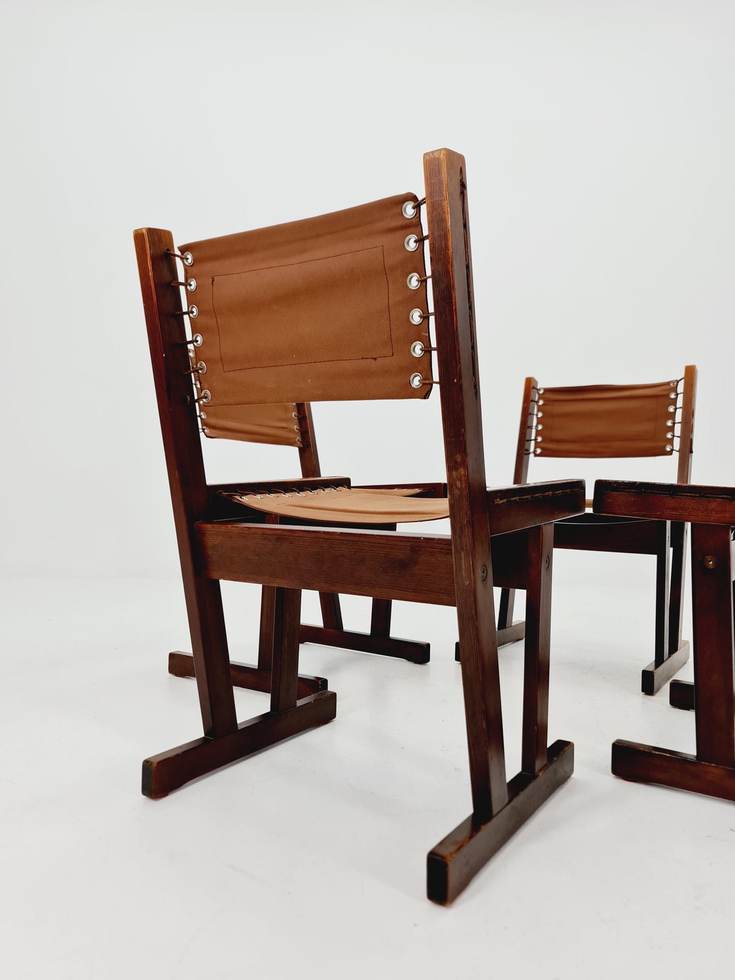 MidCentury Safari Dining Chairs BY Svein Björneng for Bruksbo Norway 1960s set of 4