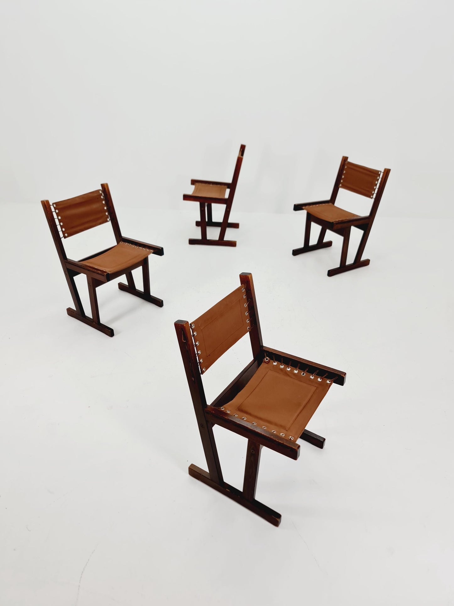 MidCentury Safari Dining Chairs BY Svein Björneng for Bruksbo Norway 1960s set of 4