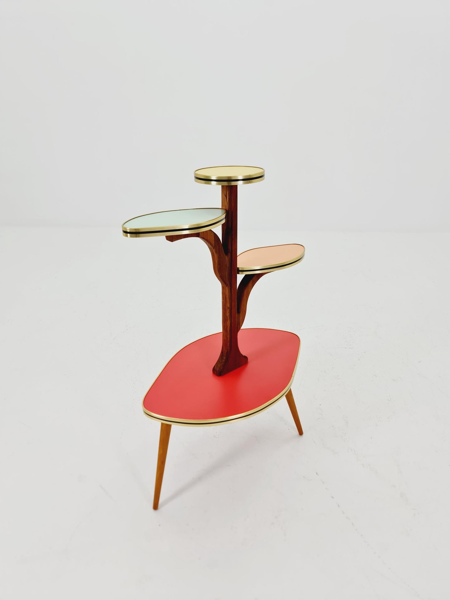 Rare Large German Plant Stand, Colorful Vintage Mid-Century Minimalist Indoor Plant Stand Side Table Retro flower table, 1950s
