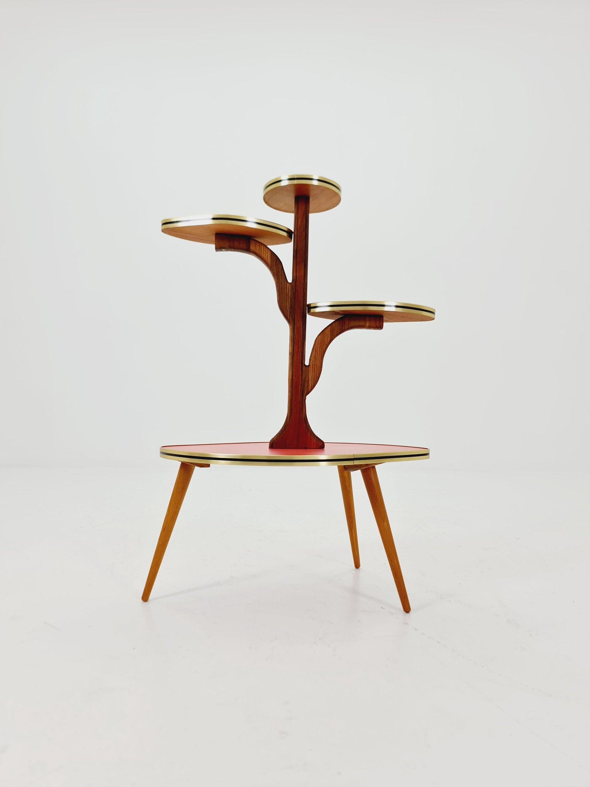 Rare Large German Plant Stand, Colorful Vintage Mid-Century Minimalist Indoor Plant Stand Side Table Retro flower table, 1950s