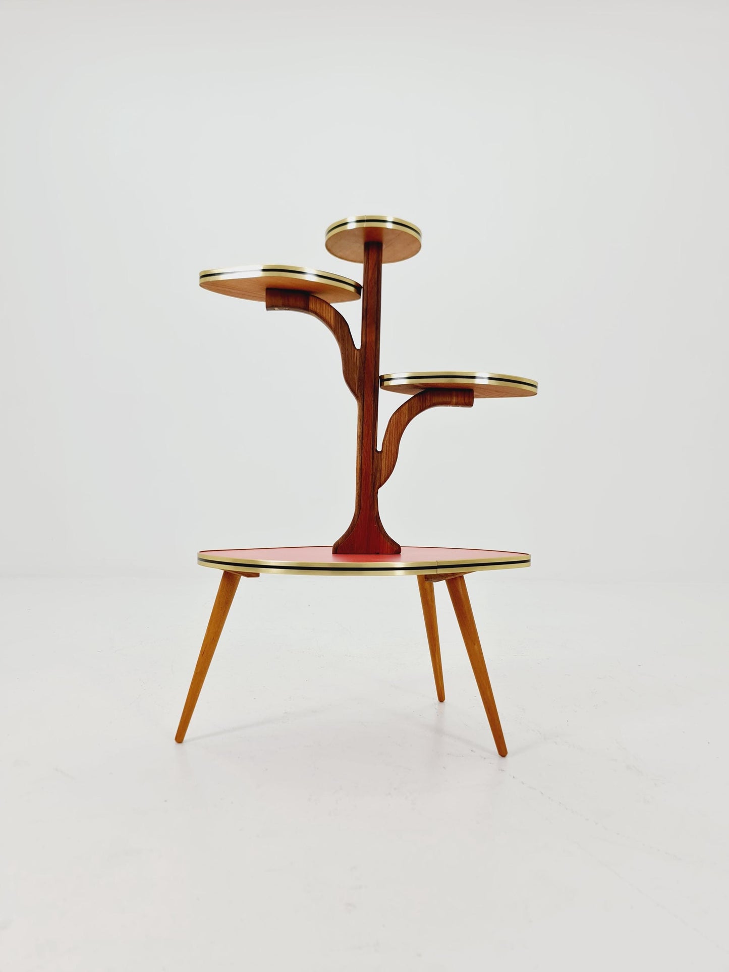 Rare Large German Plant Stand, Colorful Vintage Mid-Century Minimalist Indoor Plant Stand Side Table Retro flower table, 1950s