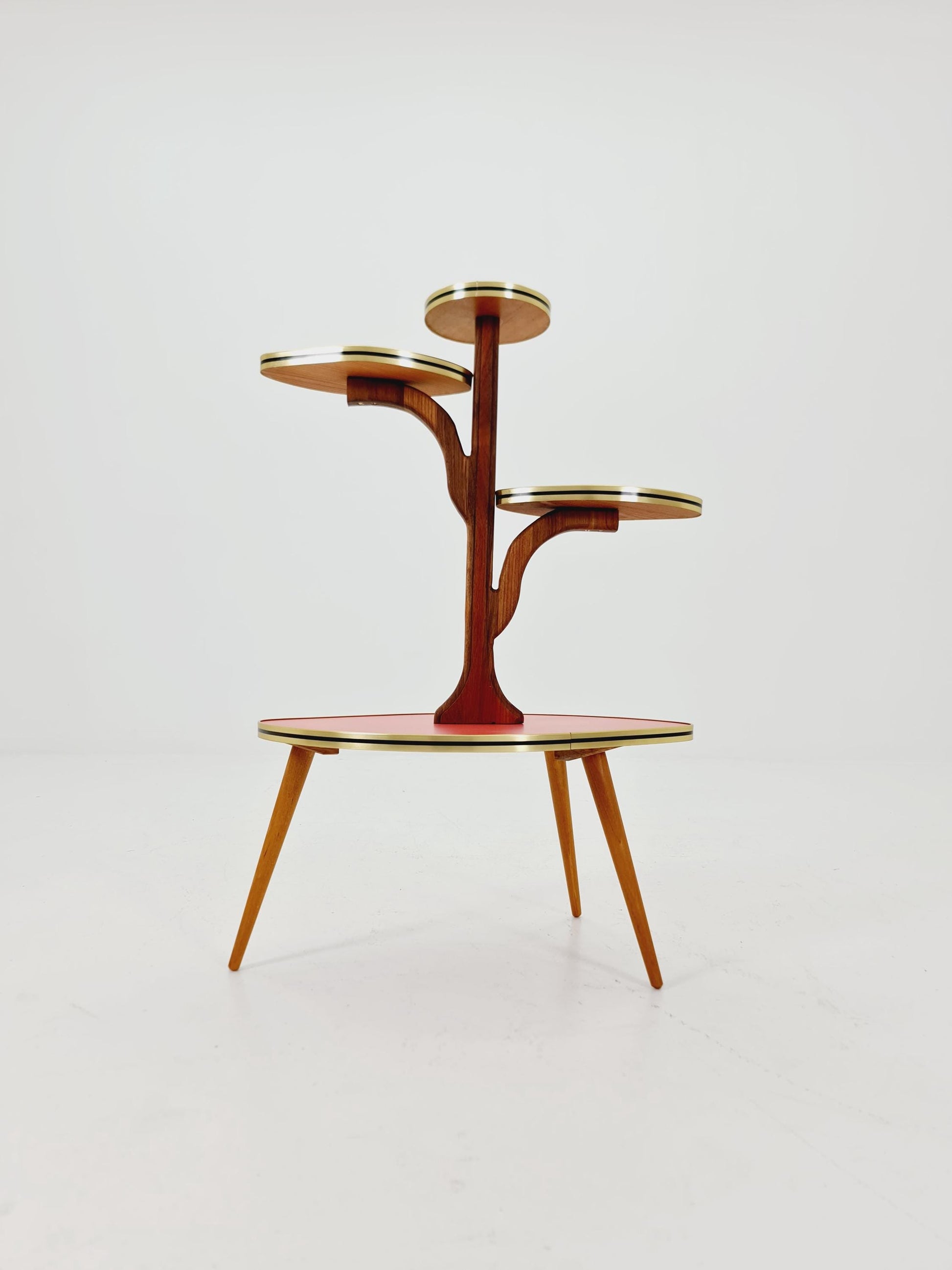 Rare Large German Plant Stand, Colorful Vintage Mid-Century Minimalist Indoor Plant Stand Side Table Retro flower table, 1950s