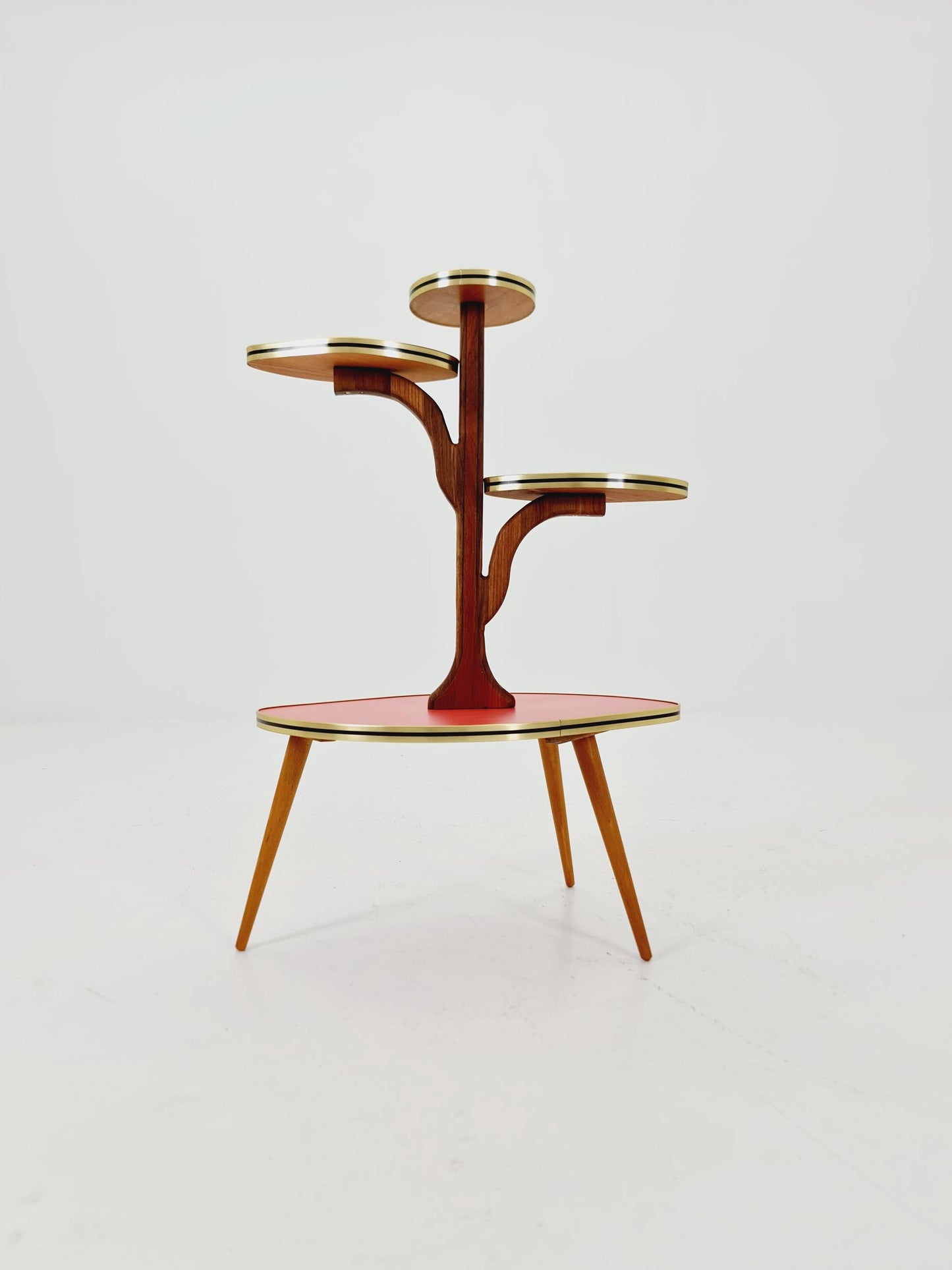 Rare Large German Plant Stand, Colorful Vintage Mid-Century Minimalist Indoor Plant Stand Side Table Retro flower table, 1950s