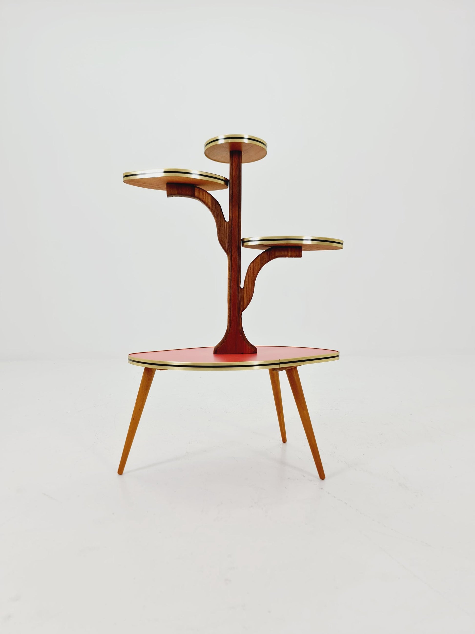 Rare Large German Plant Stand, Colorful Vintage Mid-Century Minimalist Indoor Plant Stand Side Table Retro flower table, 1950s