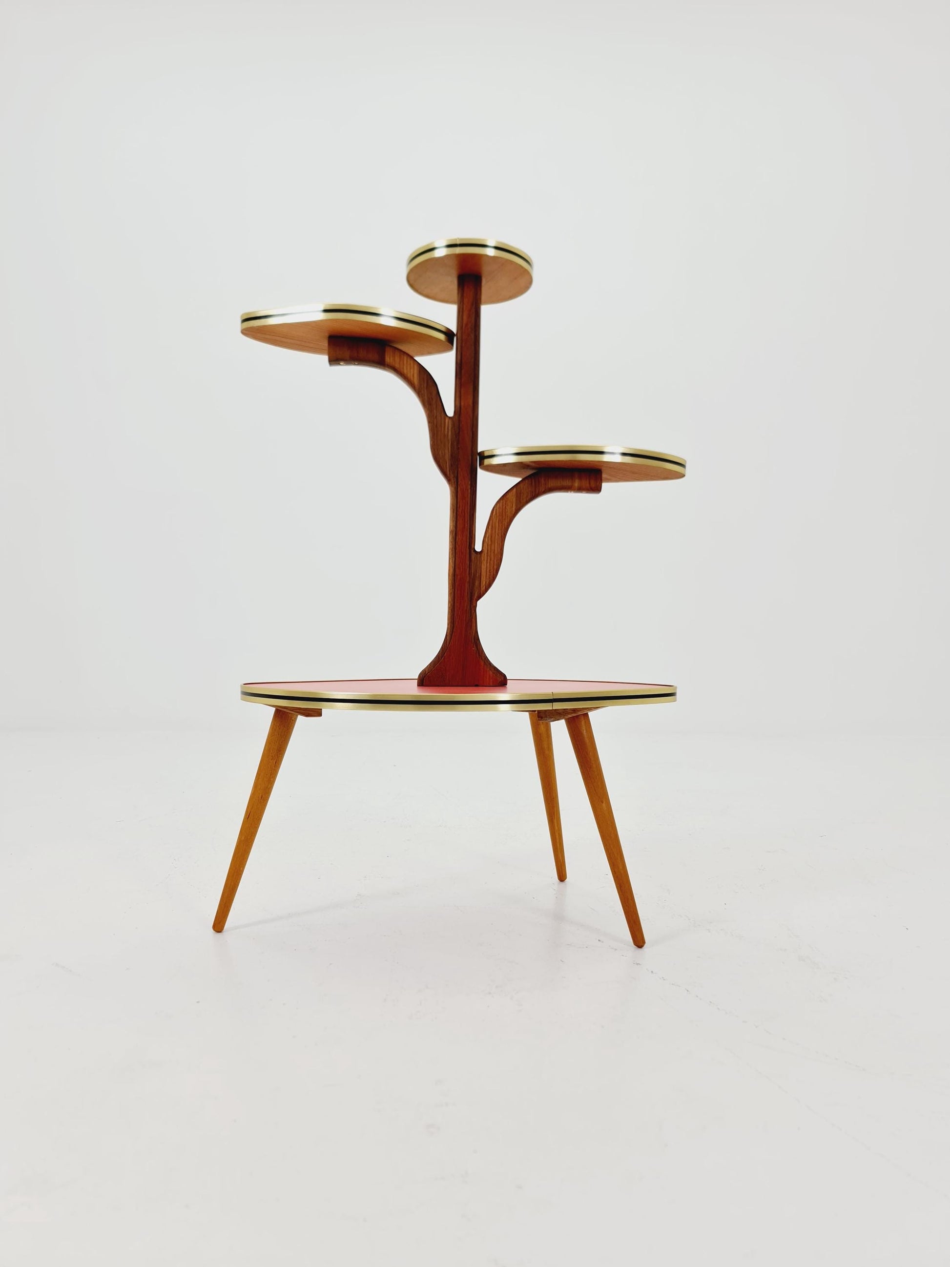 Rare Large German Plant Stand, Colorful Vintage Mid-Century Minimalist Indoor Plant Stand Side Table Retro flower table, 1950s
