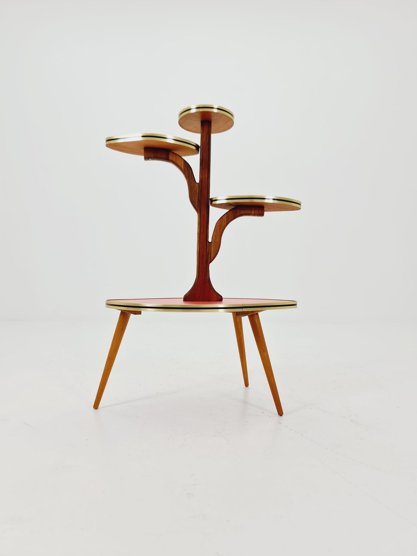 Rare Large German Plant Stand, Colorful Vintage Mid-Century Minimalist Indoor Plant Stand Side Table Retro flower table, 1950s